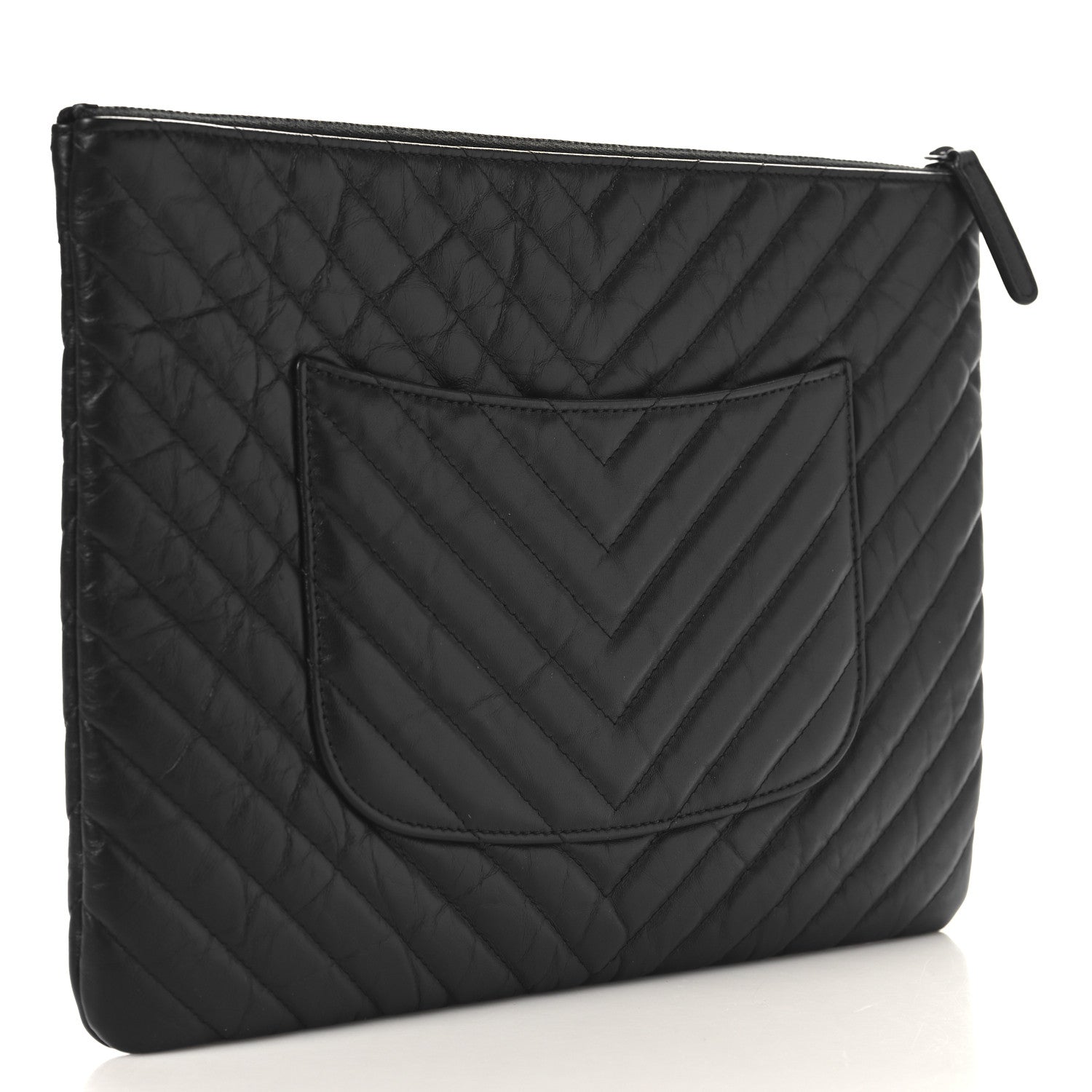 Aged Calfskin Chevron Quilted Reissue 2.55 Medium Cosmetic Case So Black
