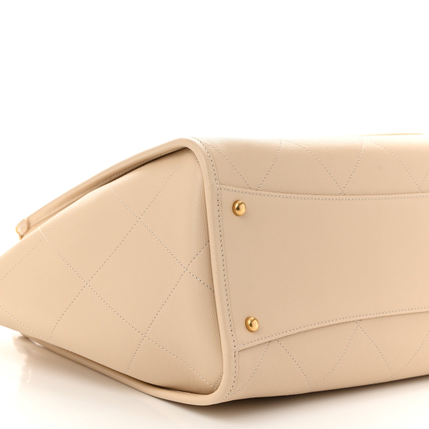 Caviar Stitched Pocket CC Large Tote Light Beige