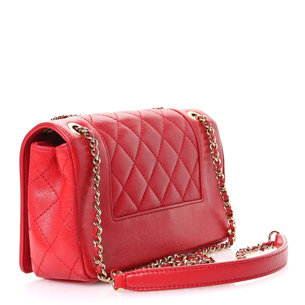 Sheepskin Quilted Medium Vintage Mademoiselle Flap Red