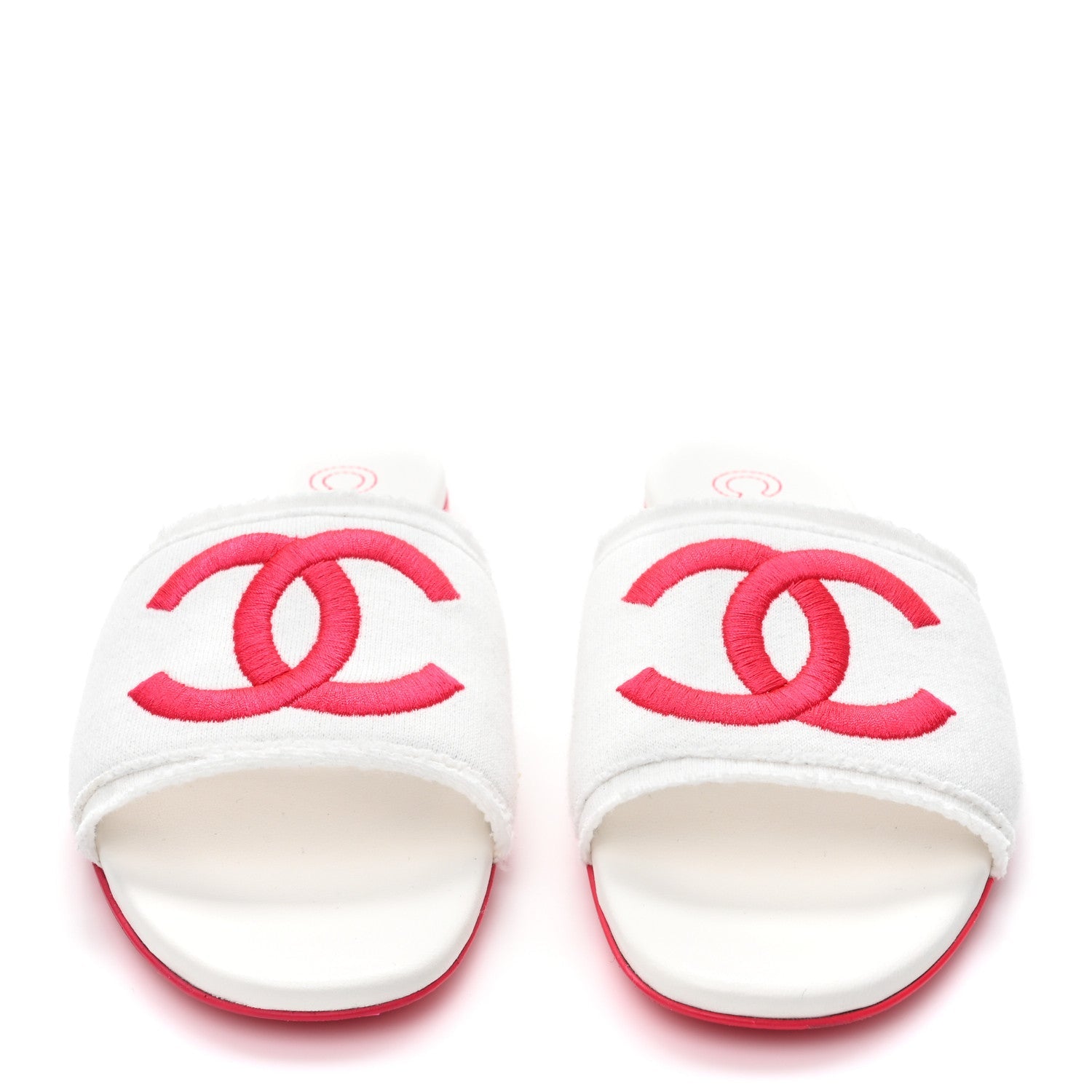 Jersey Knit CC Mules 39 White Fuchsia
