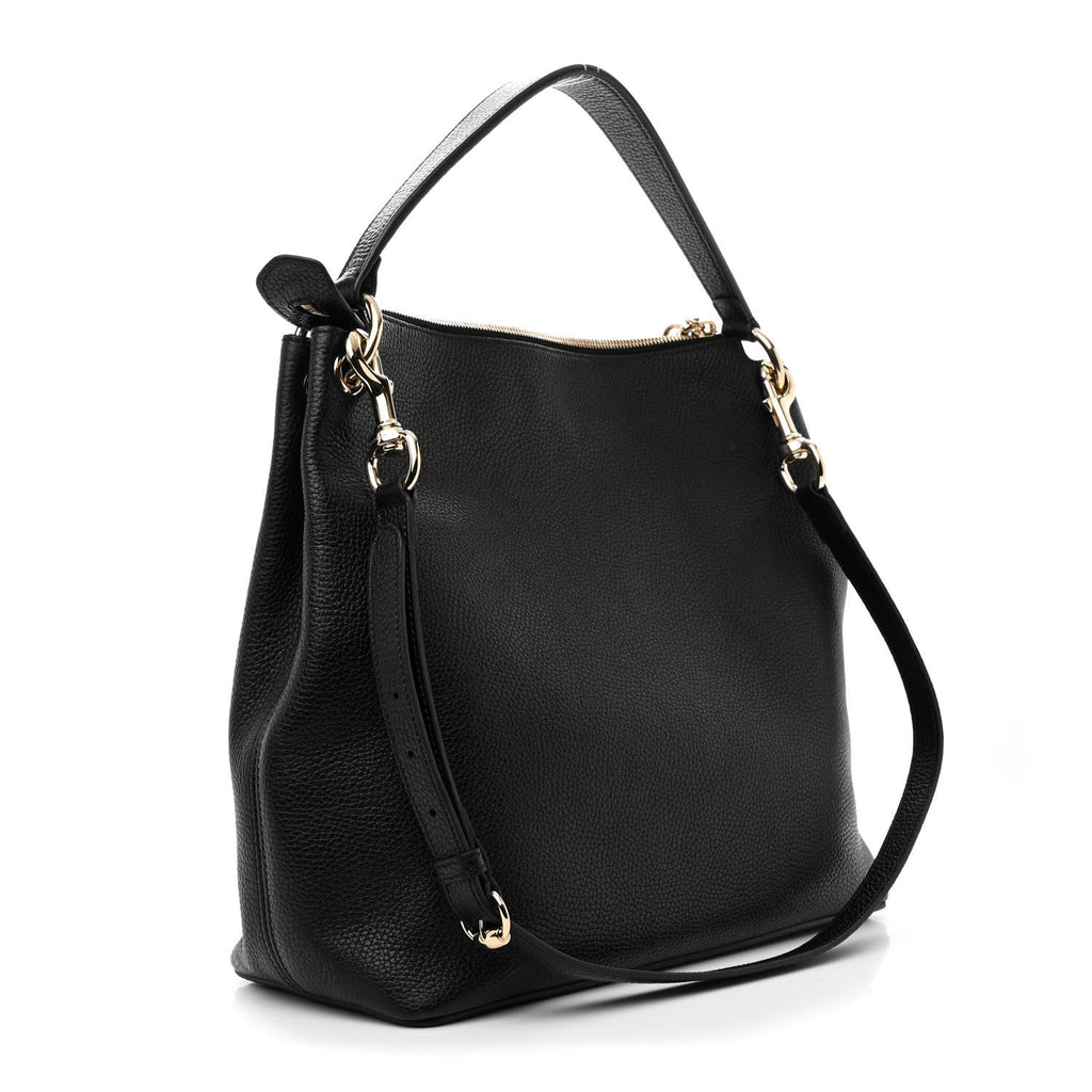 Pebbled Calfskin Large Soho Hobo Black