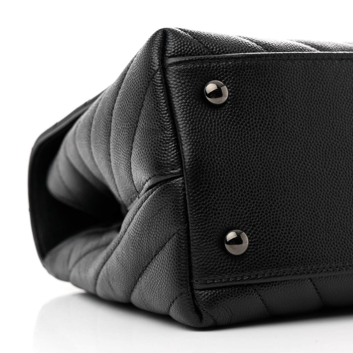 Caviar Chevron Quilted Small Coco Handle Flap So Black