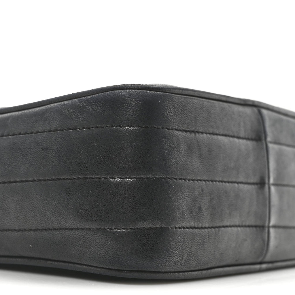 Lambskin Vertical Quilted Tassel Camera Case Black