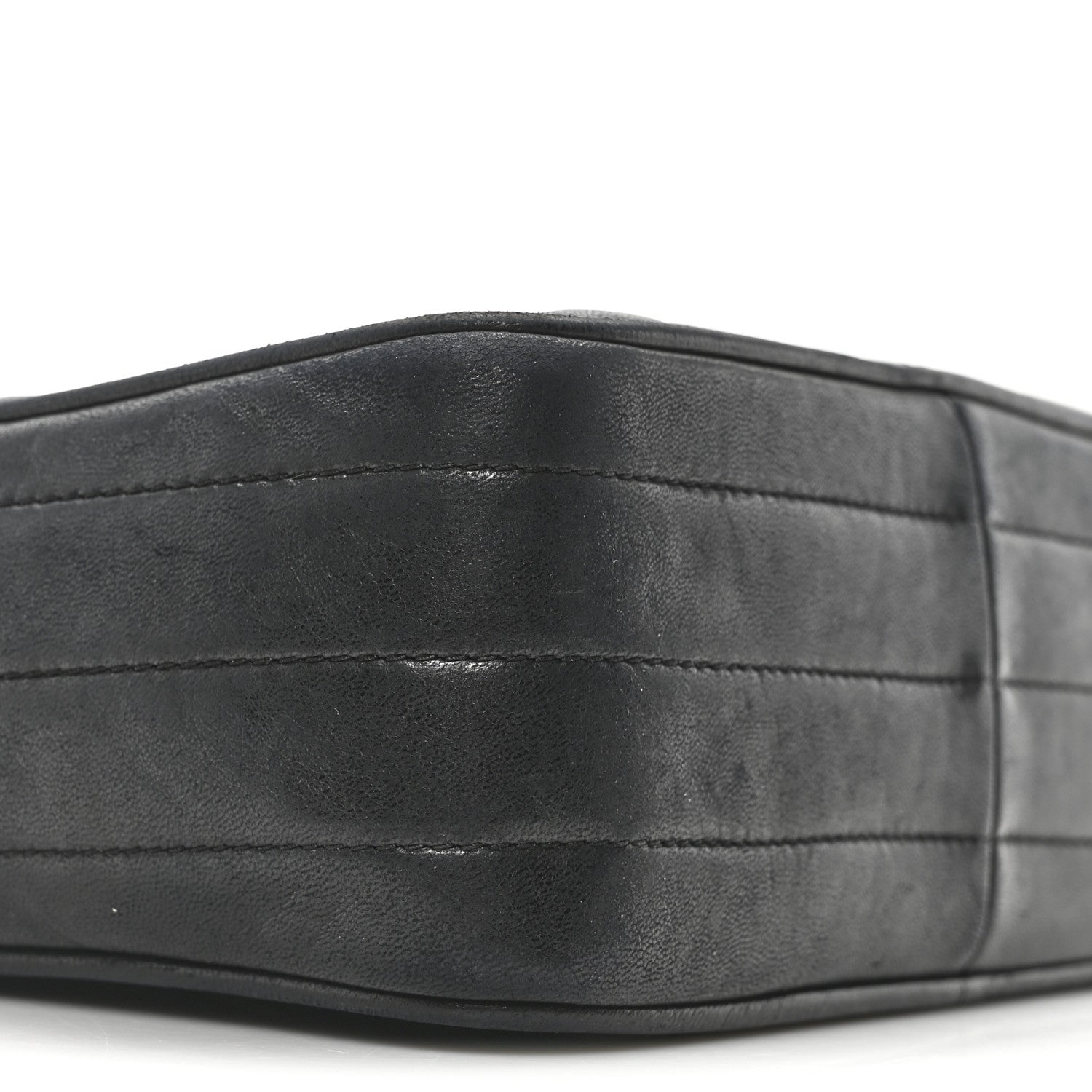 Lambskin Vertical Quilted Tassel Camera Case Black