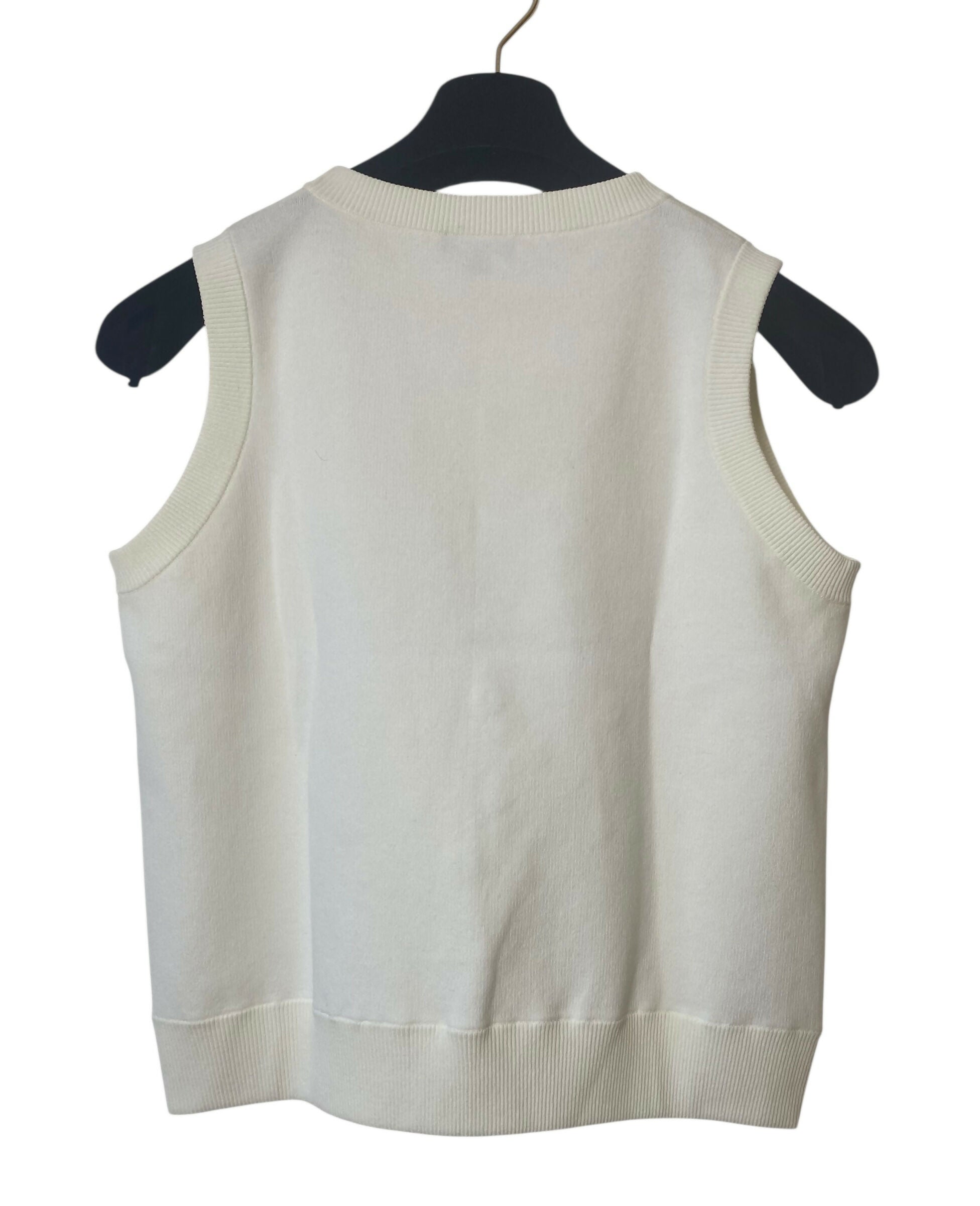 CHANEL 18P WATER DROP EMBELLISHED COTTON BLOUSE TOP FR 38