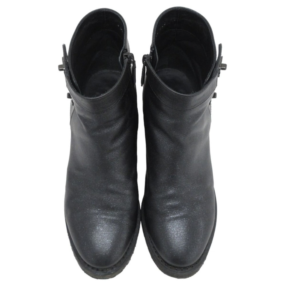 Chanel Coco Mark Turnlock Leather Short Boots