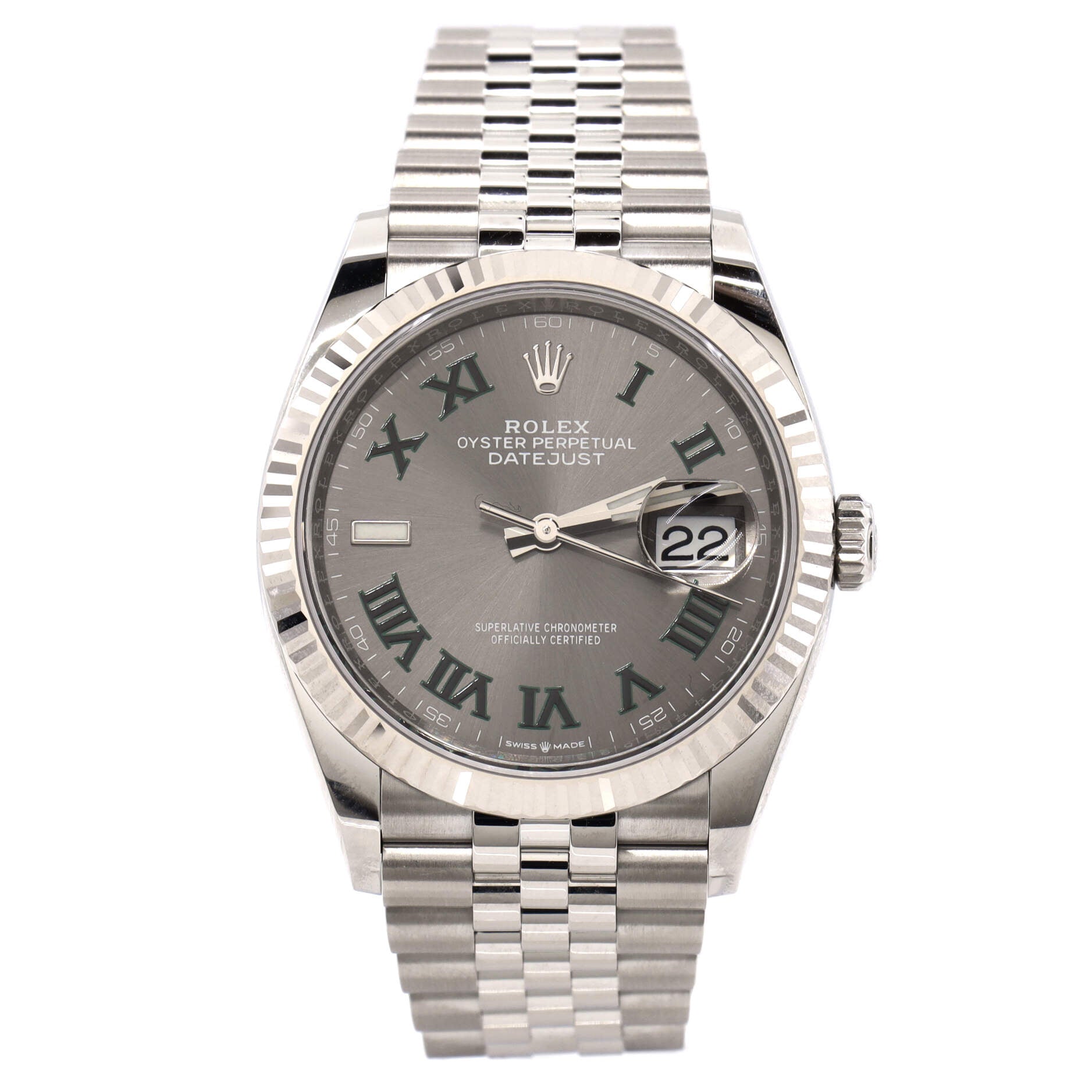Oyster Perpetual Datejust Wimbledon Automatic Watch Stainless Steel and White Gold 36