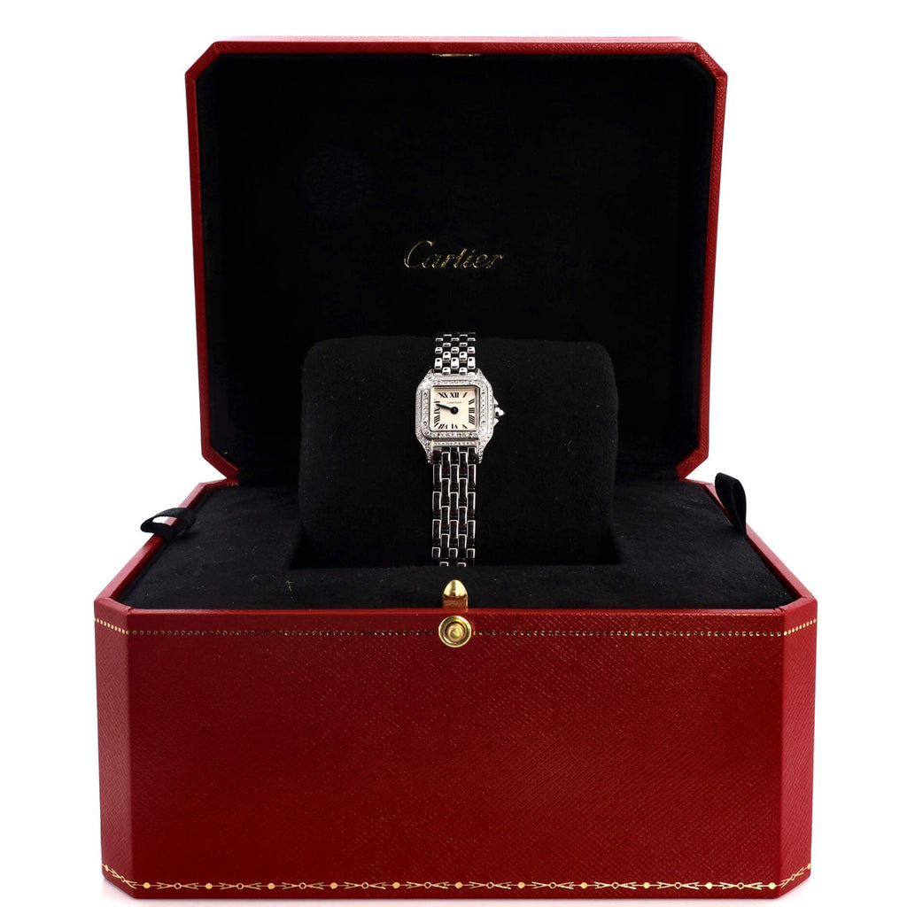 Panthere de Cartier Quartz Watch White Gold with Diamond Bezel and Lugs 20