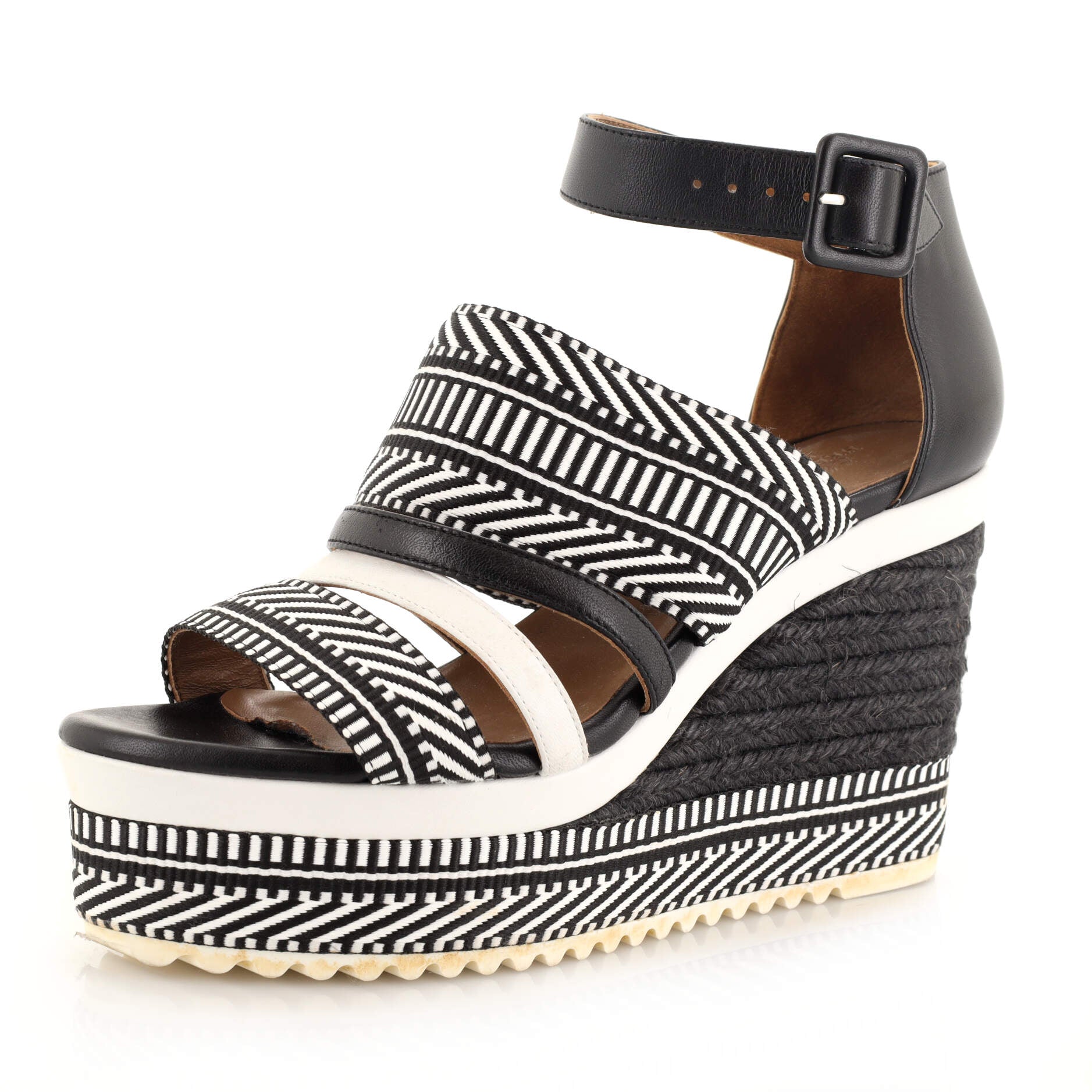 Women's Roma Wedge Espadrille Sandals Leather and Canvas