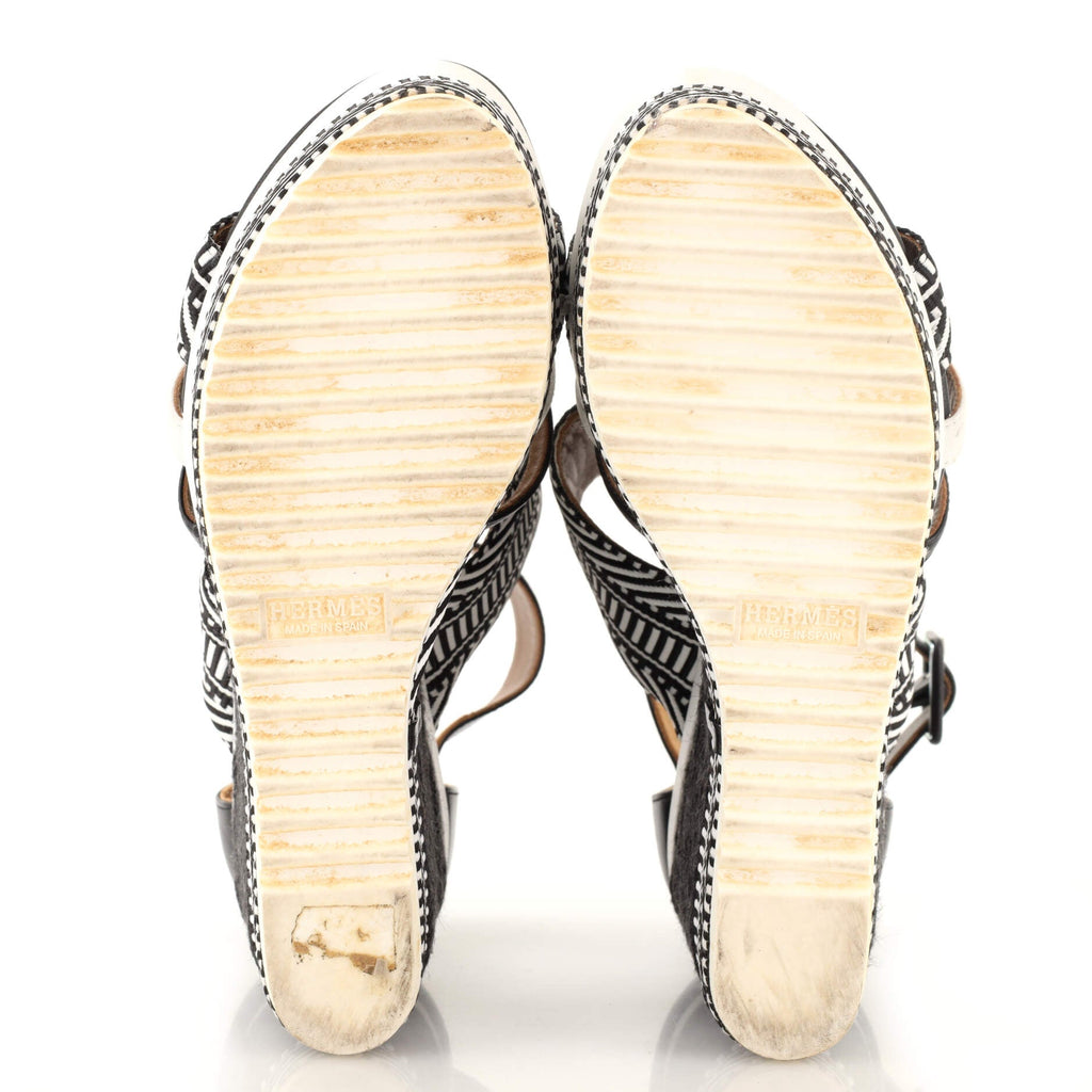 Women's Roma Wedge Espadrille Sandals Leather and Canvas