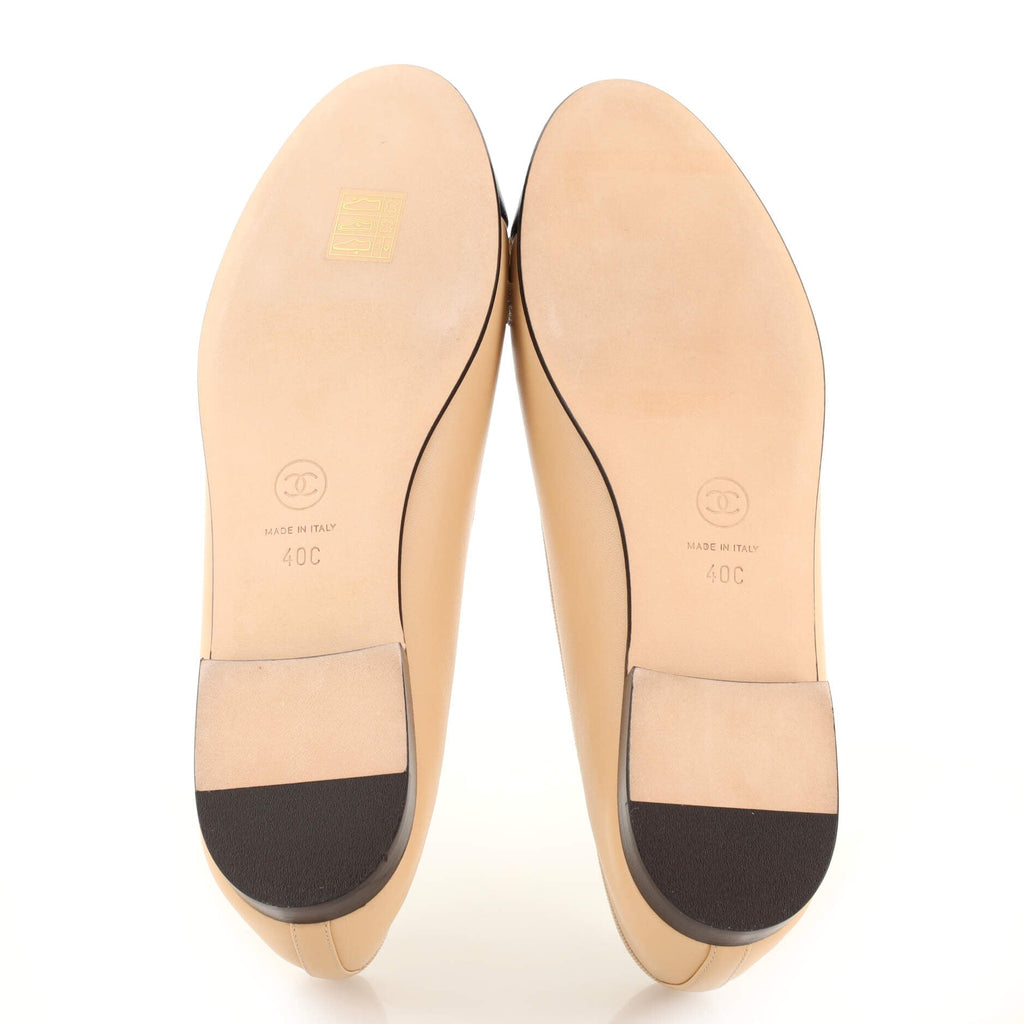 Women's CC Cap Toe Bow Ballerina Flats Leather