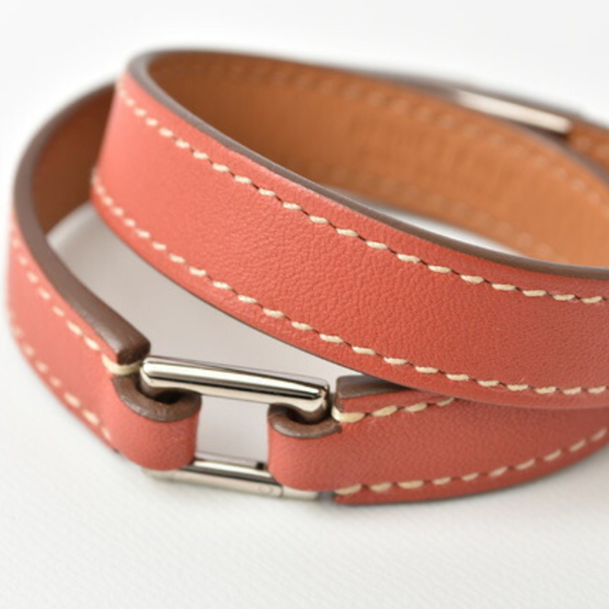 Medor Bracelet Barenia Leather and Felt and Leather Brown Pink