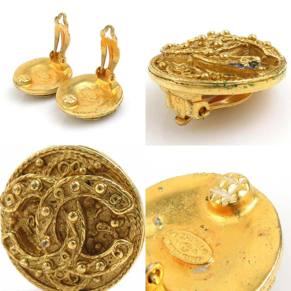 CC Logo Clip-On Earrings Gold-Tone Metal Gold-Tone Metal
