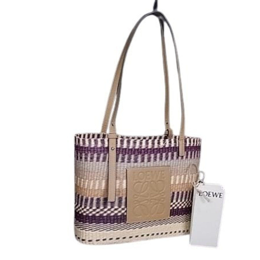 Square Basket Tote Woven Raffia Small
