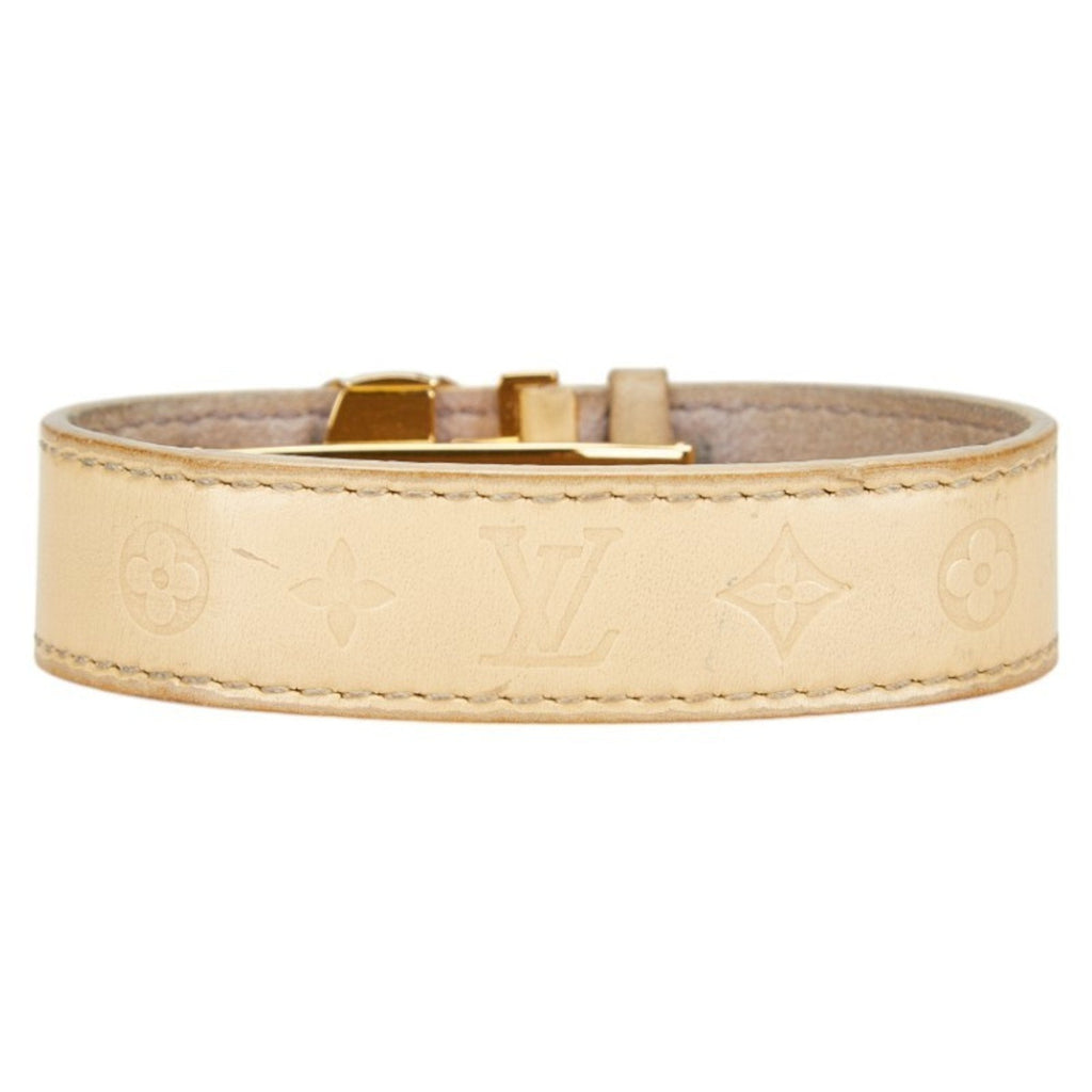 Monogram Bracelet Leather Beige and Gold