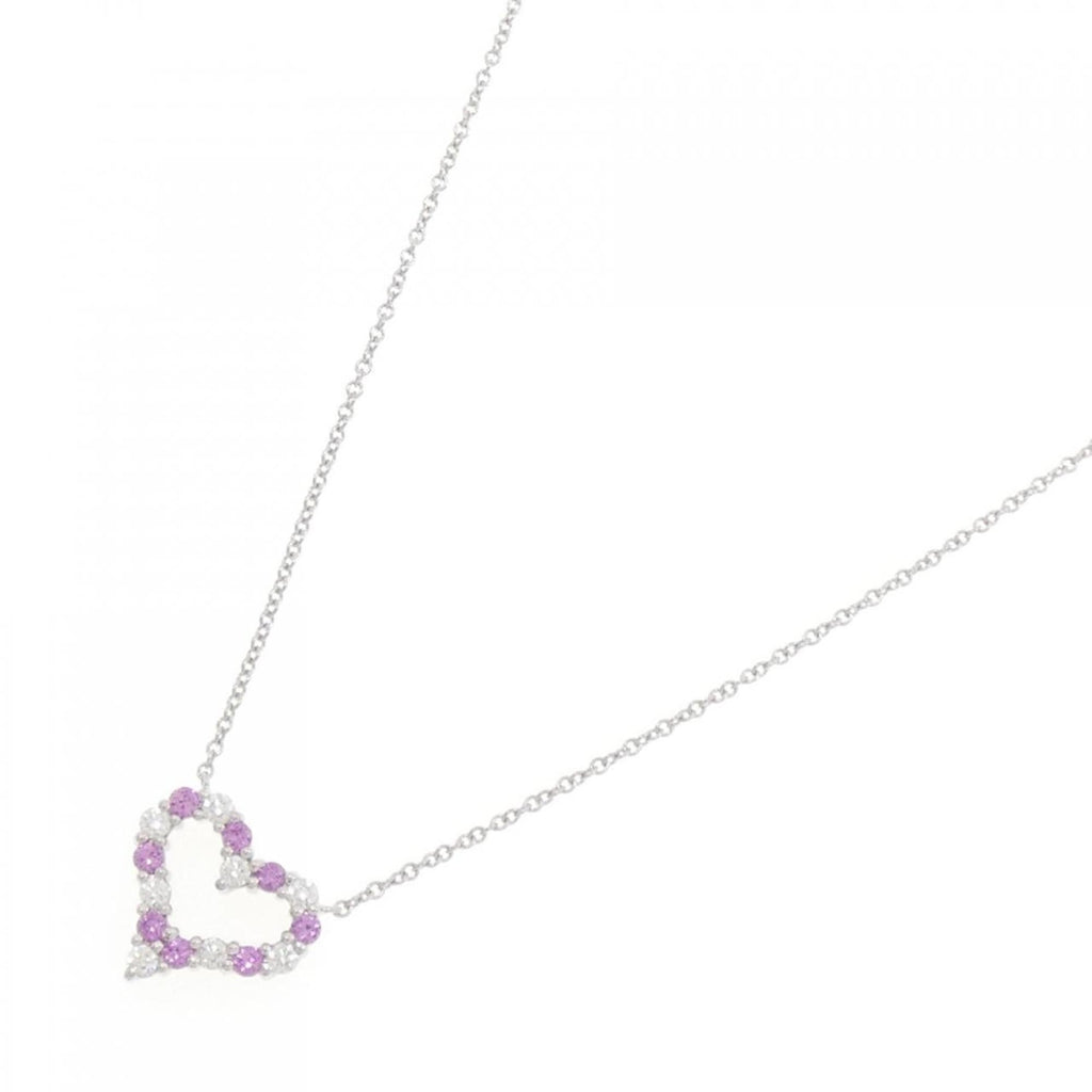 Sentimental Heart Pendant Necklace Platinum Mini with Diamond and Sapphire