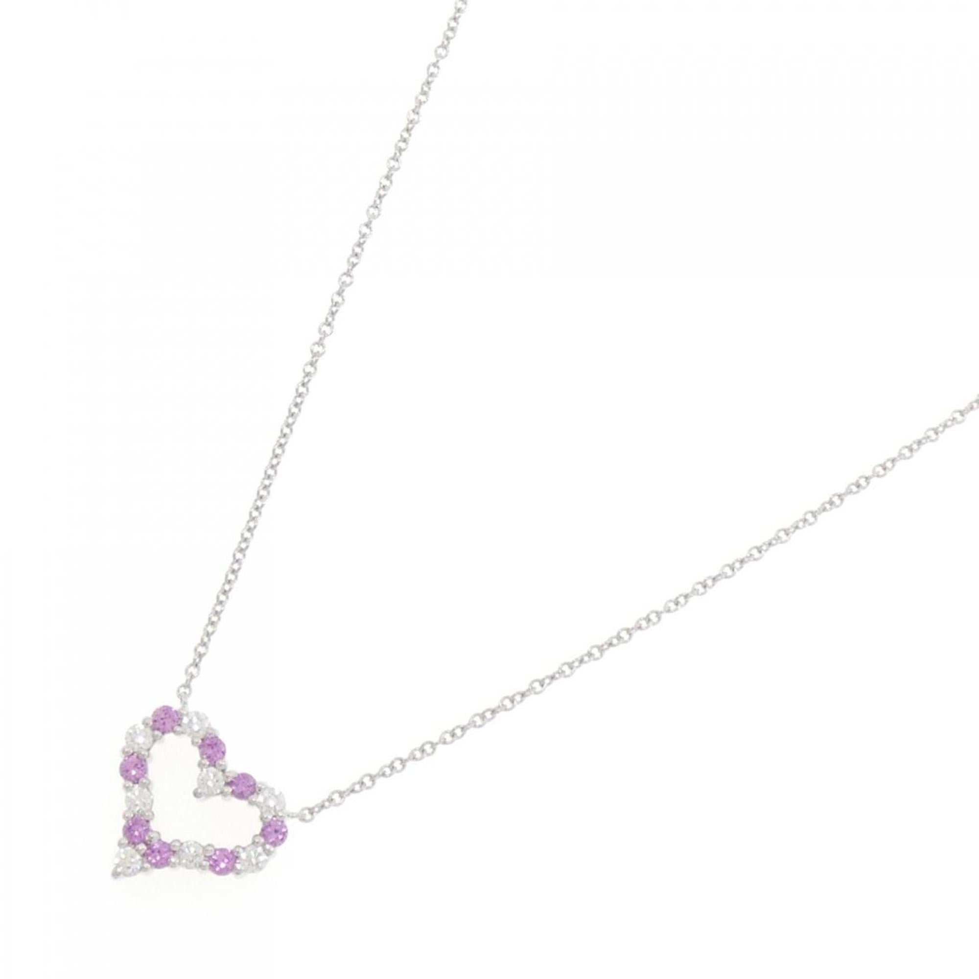 Sentimental Heart Pendant Necklace Platinum Mini with Diamond and Sapphire