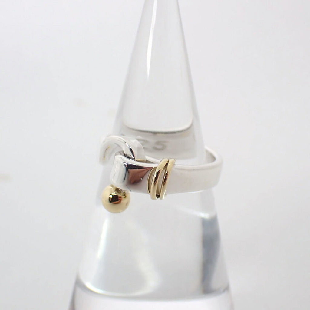 Band Ring Sterling Silver and 18K Yellow Gold