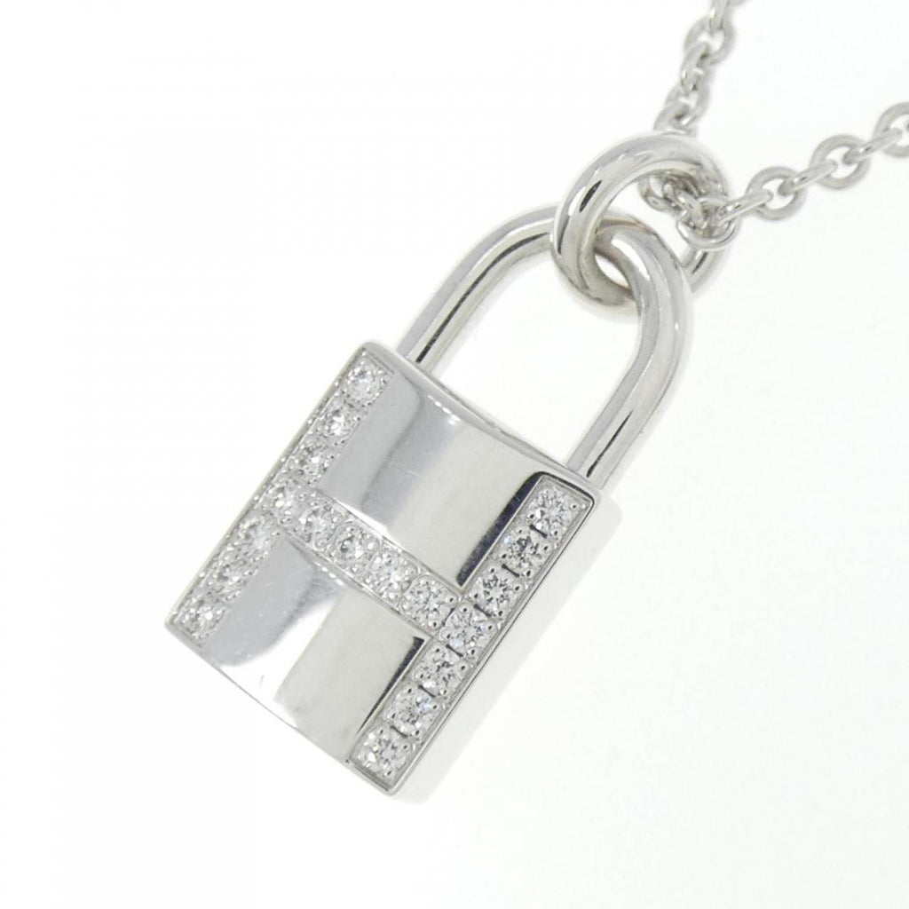 Amulet Padlock Pendant Necklace 18K White Gold