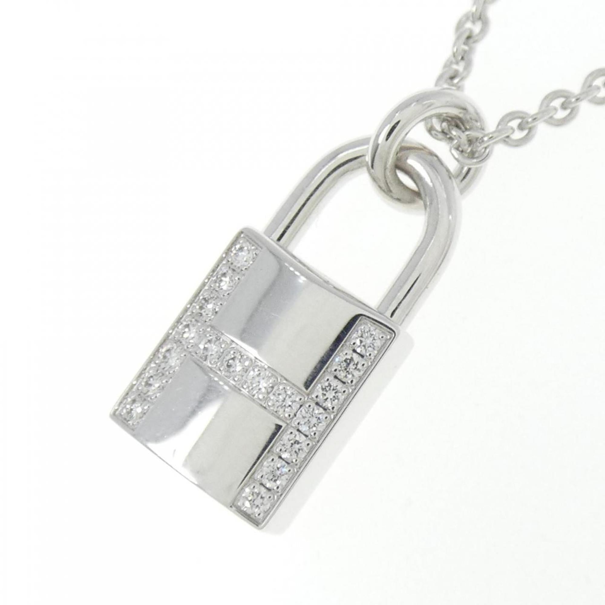 Amulet Padlock Pendant Necklace 18K White Gold