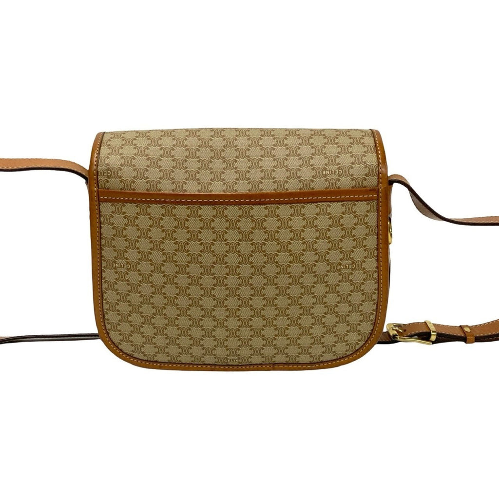 Vintage Saddle Flap Shoulder Bag Macadam Coated Canvas Small