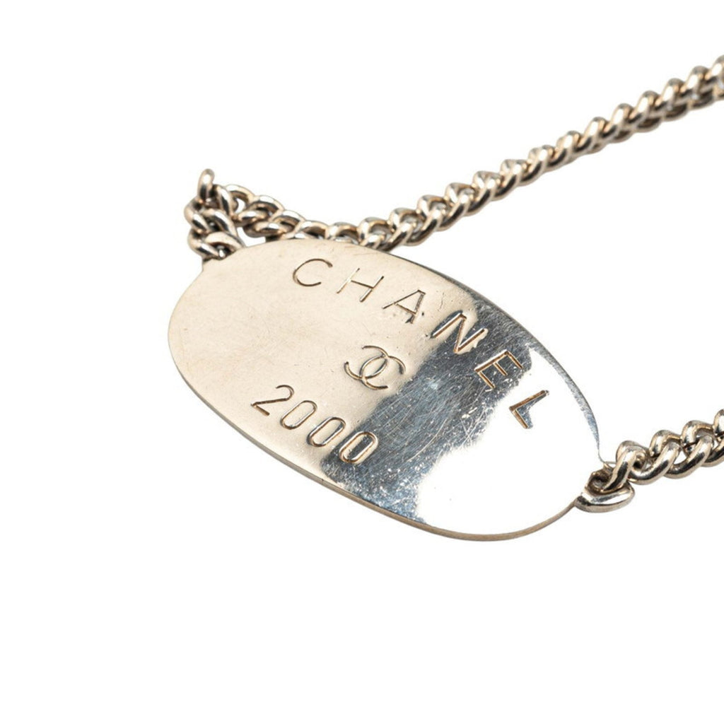 Oval Tag Pendant Necklace Sterling Silver