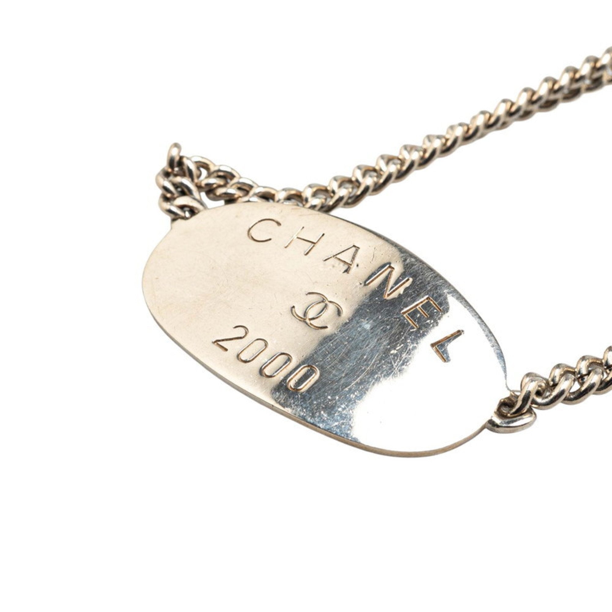 Oval Tag Pendant Necklace Sterling Silver