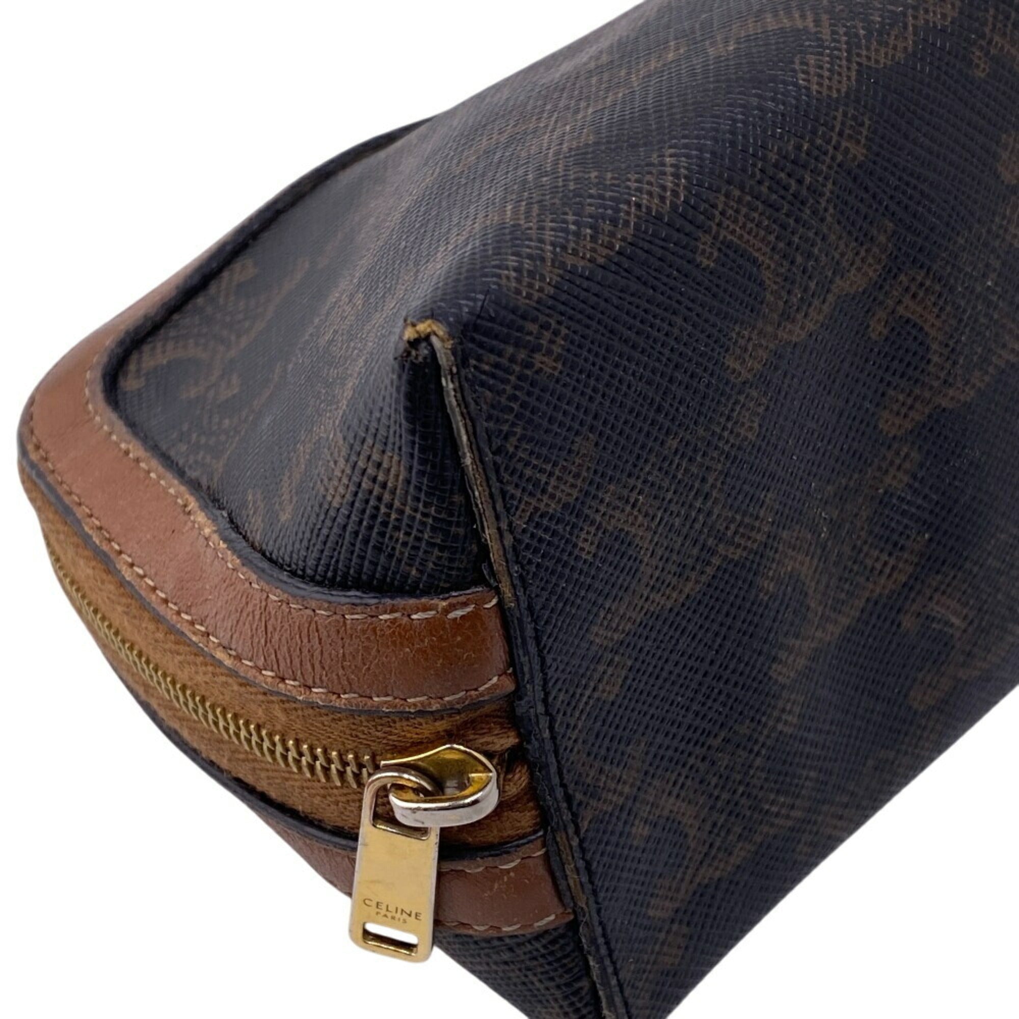 Zip Around Chain Clutch Triomphe Coated Canvas