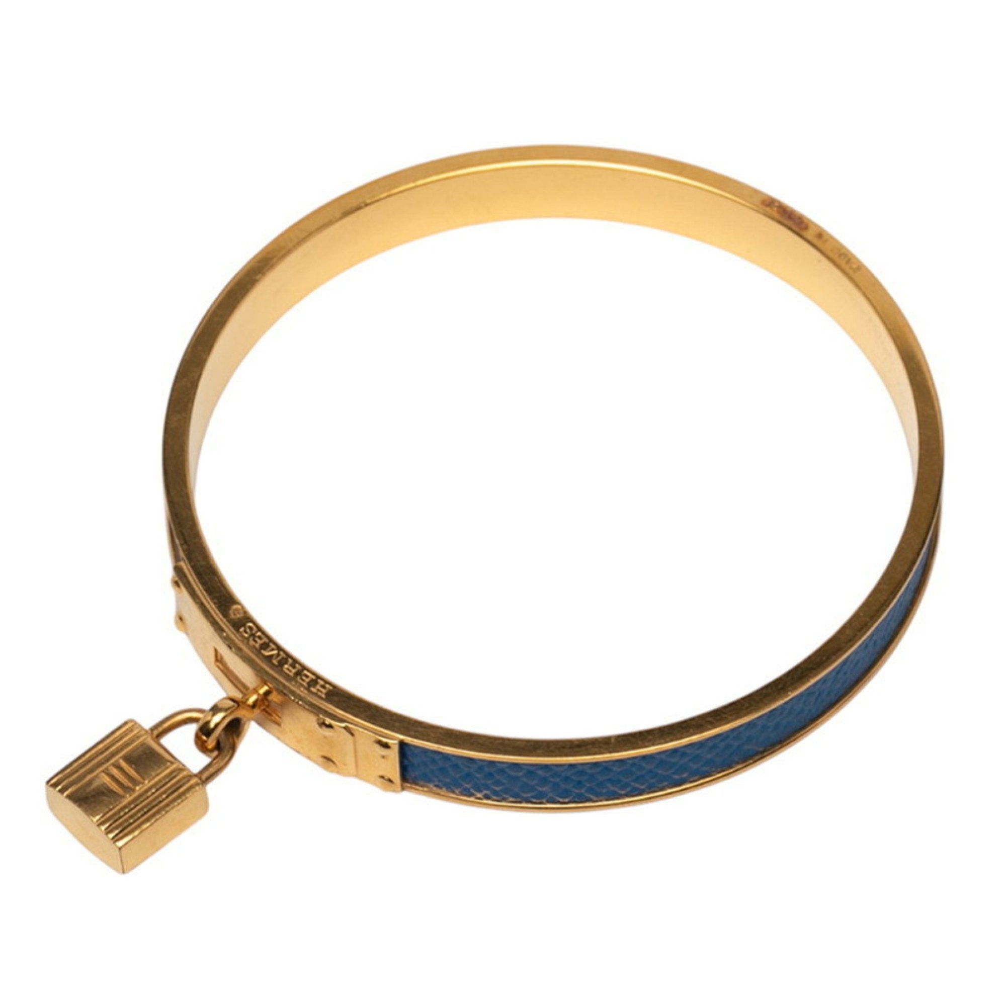 Kelly Bracelet Leather and Gold Blue