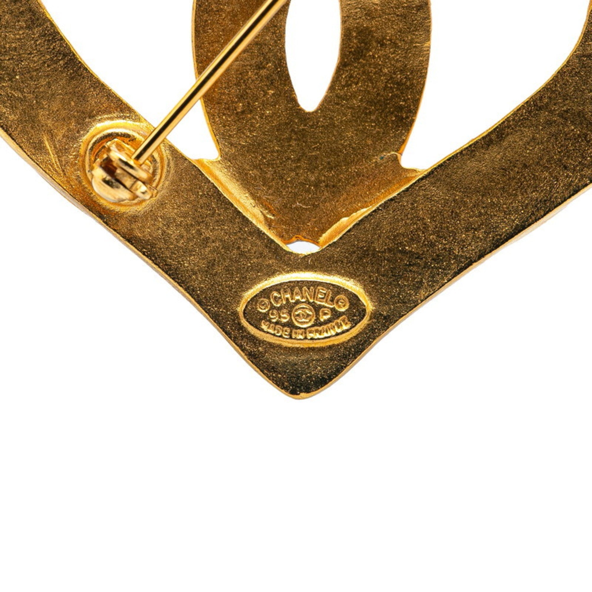 CC Logo Heart Brooch Metal