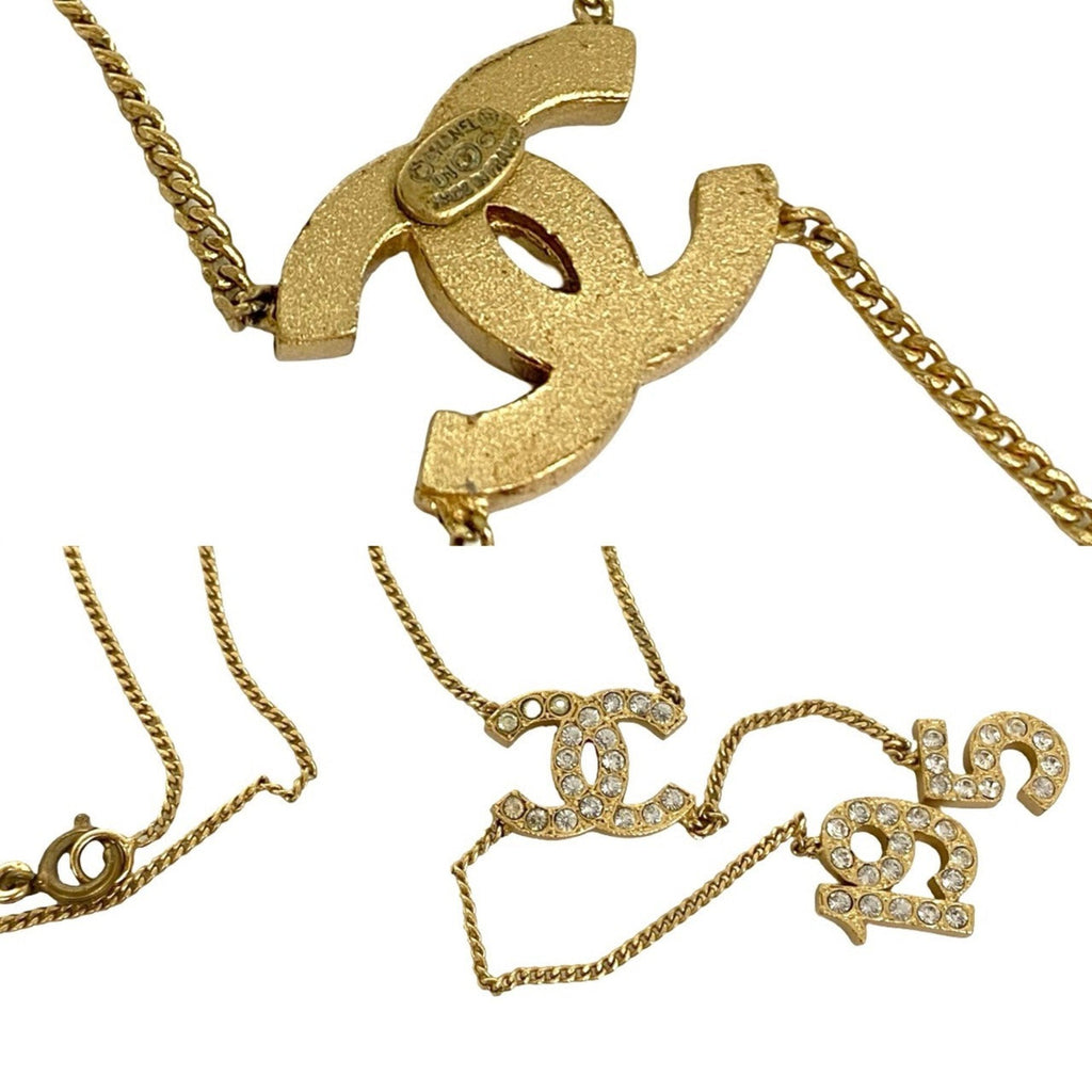 CC Logo Pendant Necklace Gold-Tone Metal