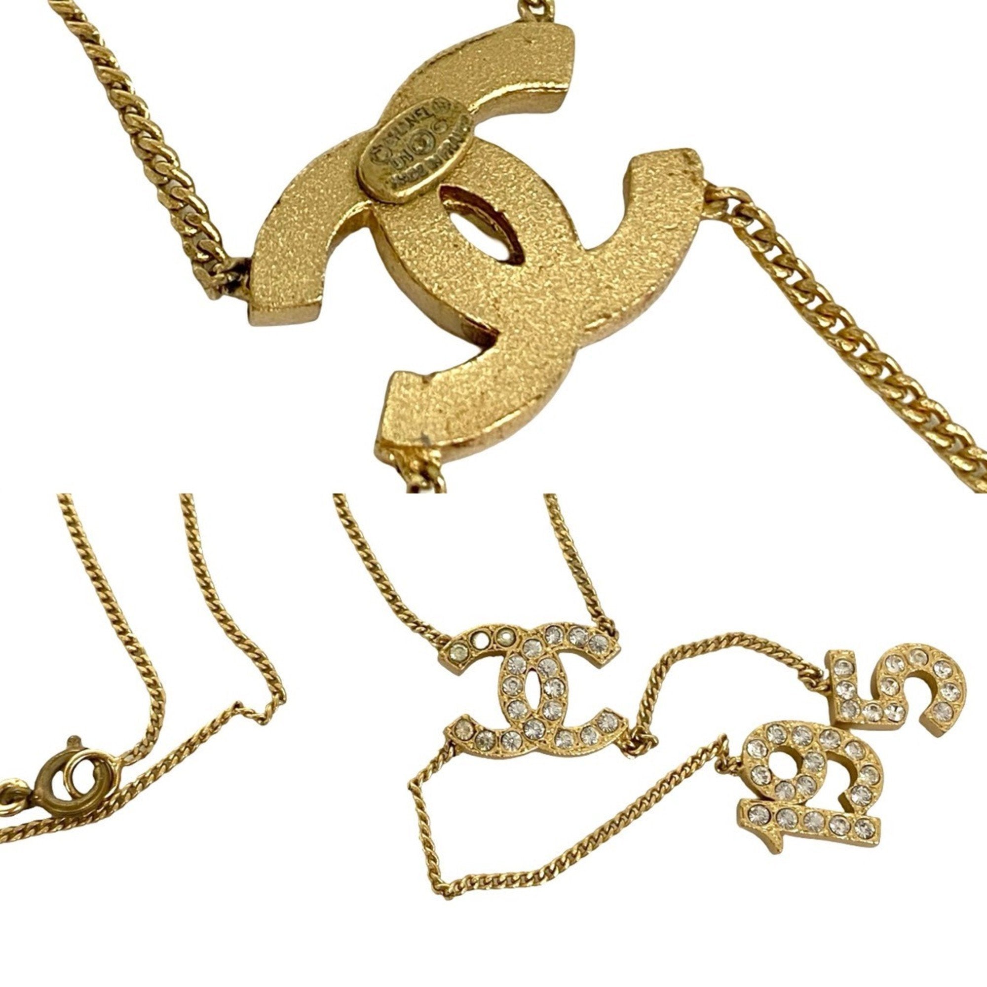 CC Logo Pendant Necklace Gold-Tone Metal