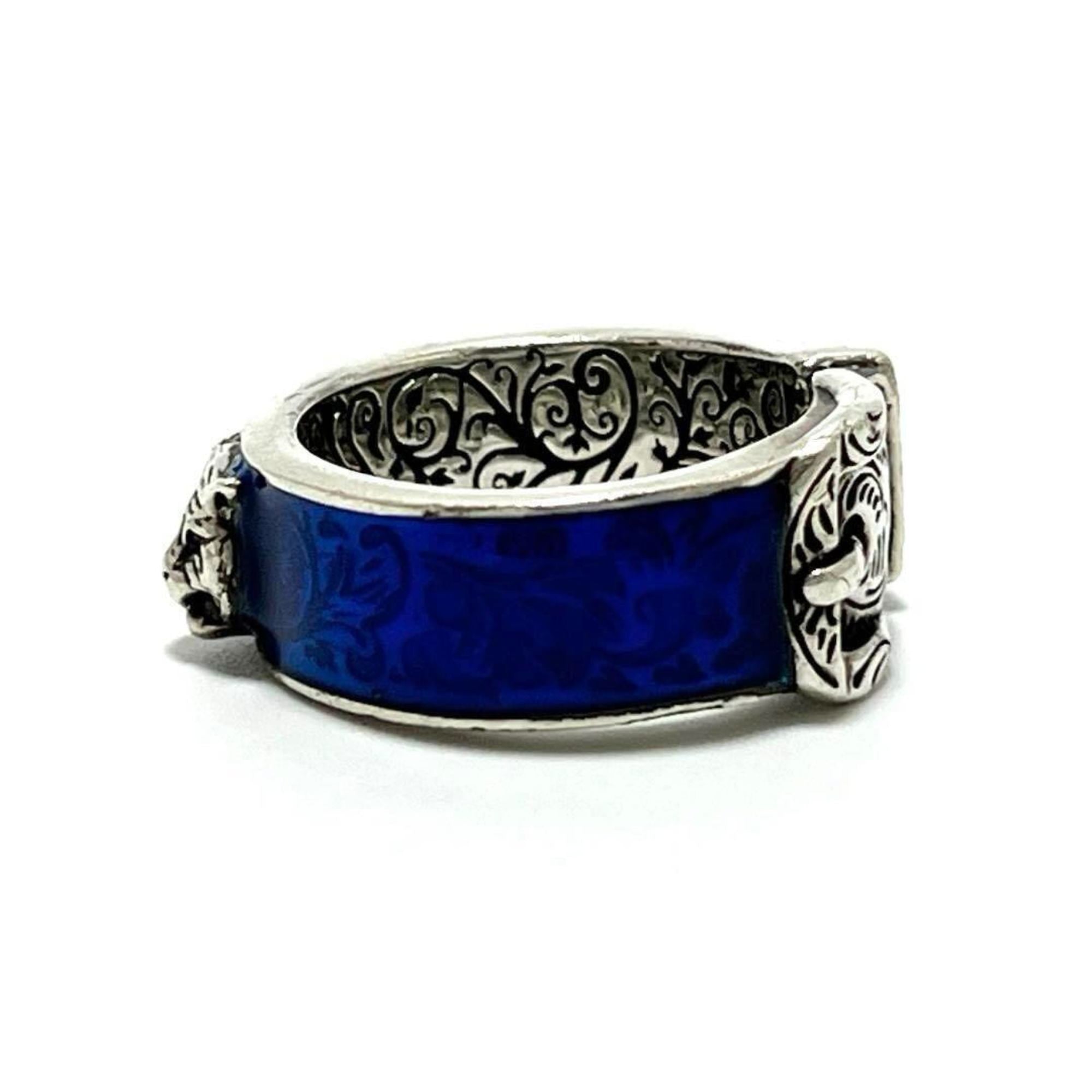 Tiger Head Garden Ring Enamel and Sterling Silver