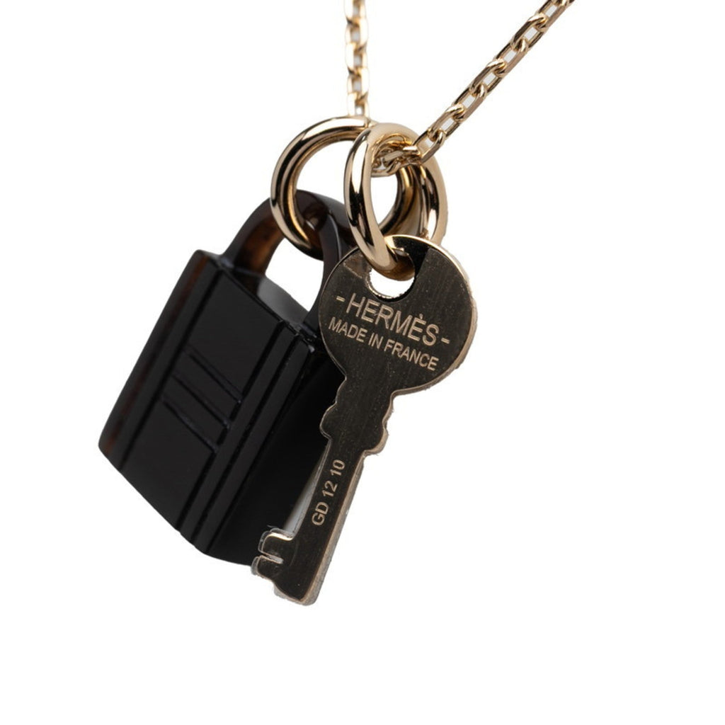 Amulet Padlock Pendant Necklace Buffalo Horn and Gold Mini