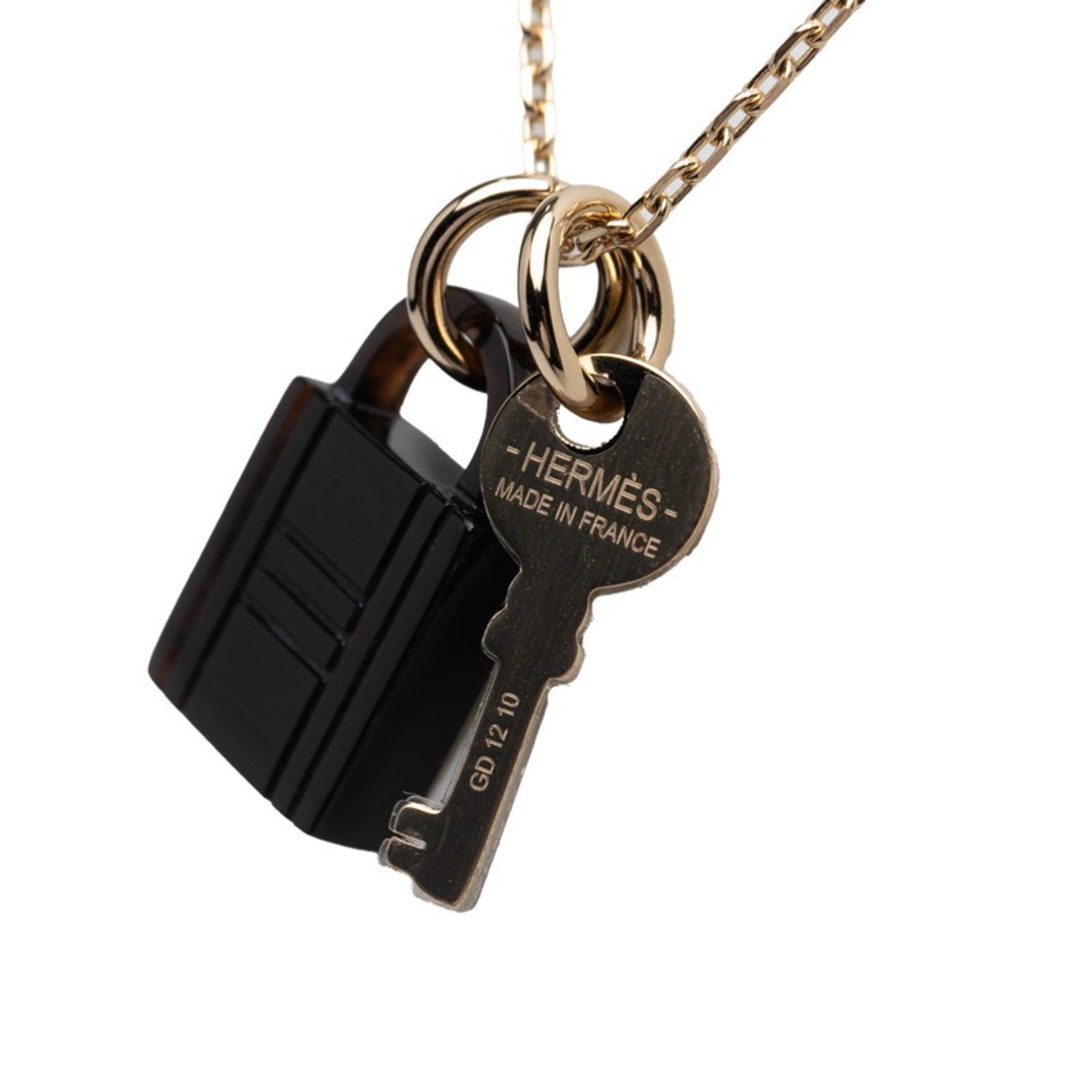Amulet Padlock Pendant Necklace Buffalo Horn and Gold Mini