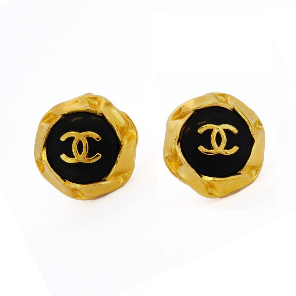 CC Logo Clip-On Earrings Metal Gold-Tone Metal