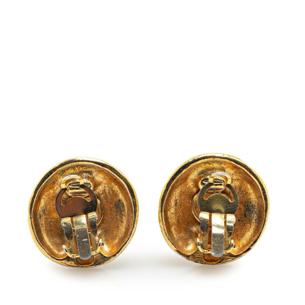 Vintage Clip-On Earrings Logo Clip-On Gold-Tone Metal