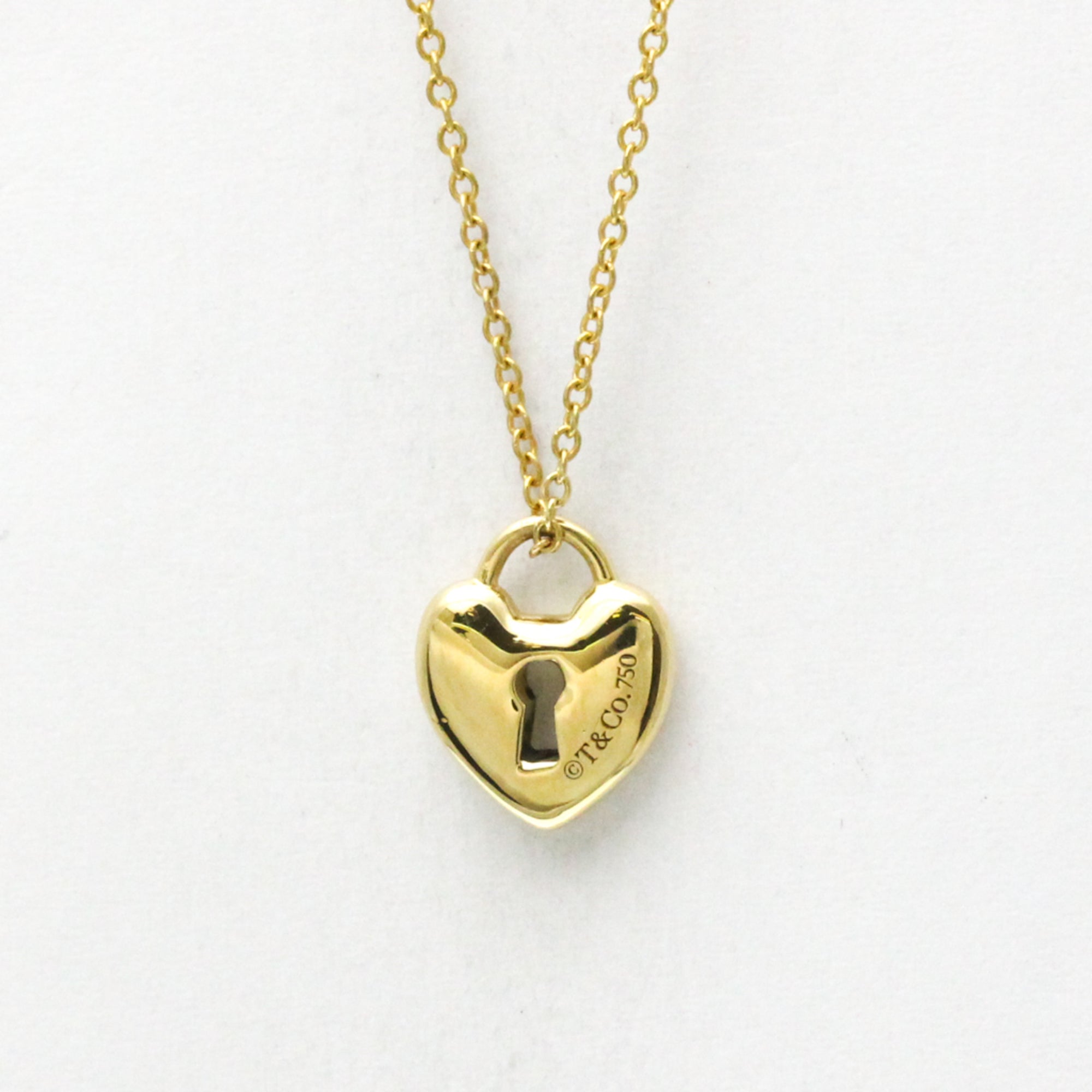 Heart Lock Pendant Necklace 18K Yellow Gold