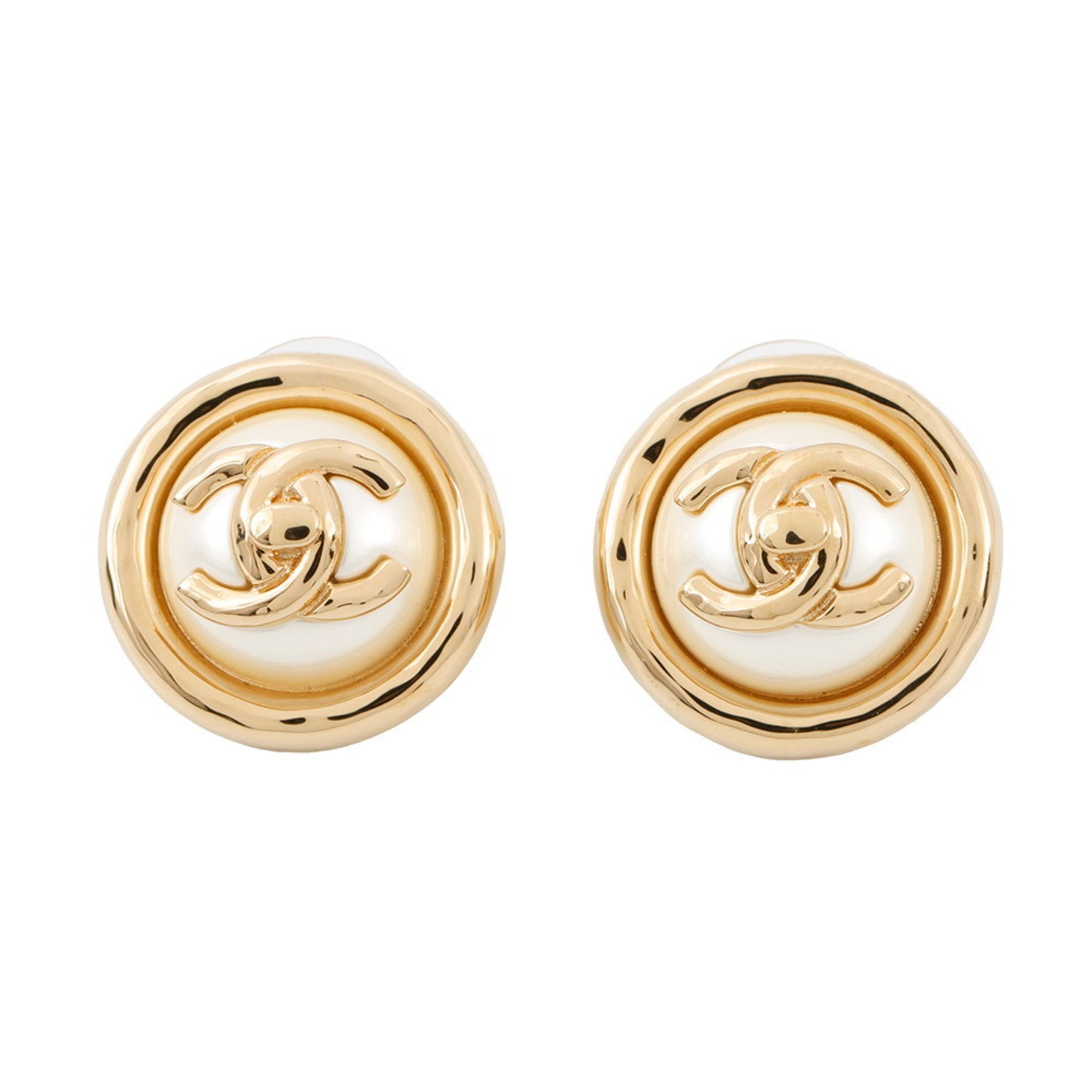 CC Logo Clip-On Earrings Metal Gold-Tone Metal