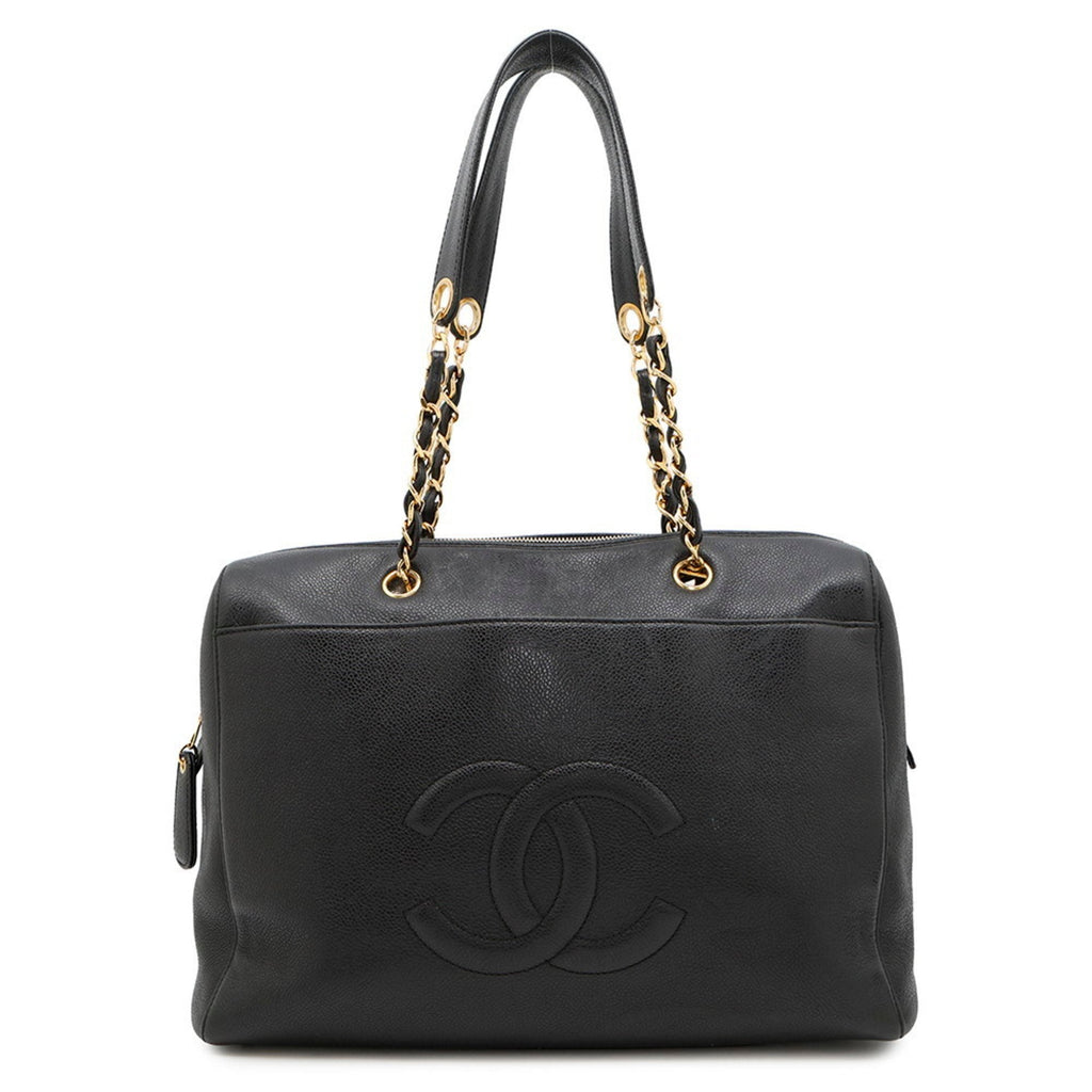 Vintage Timeless Zip Tote Caviar Medium
