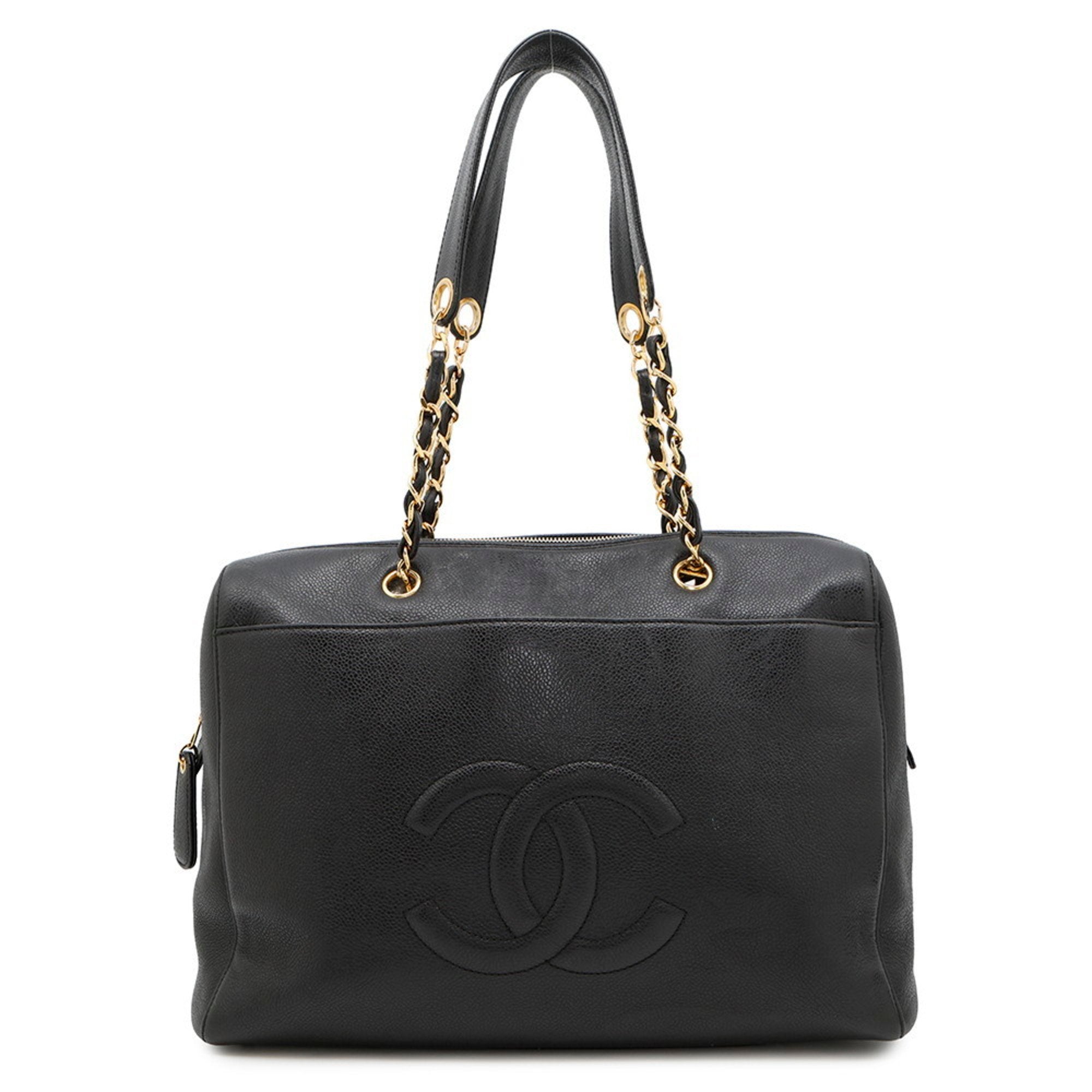 Vintage Timeless Zip Tote Caviar Medium