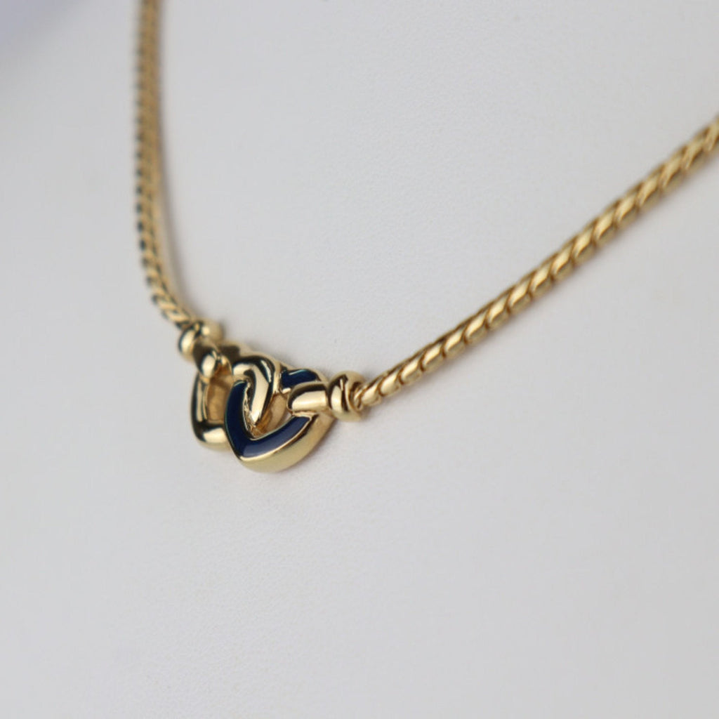 Pendant Necklace Metal Gold Navy