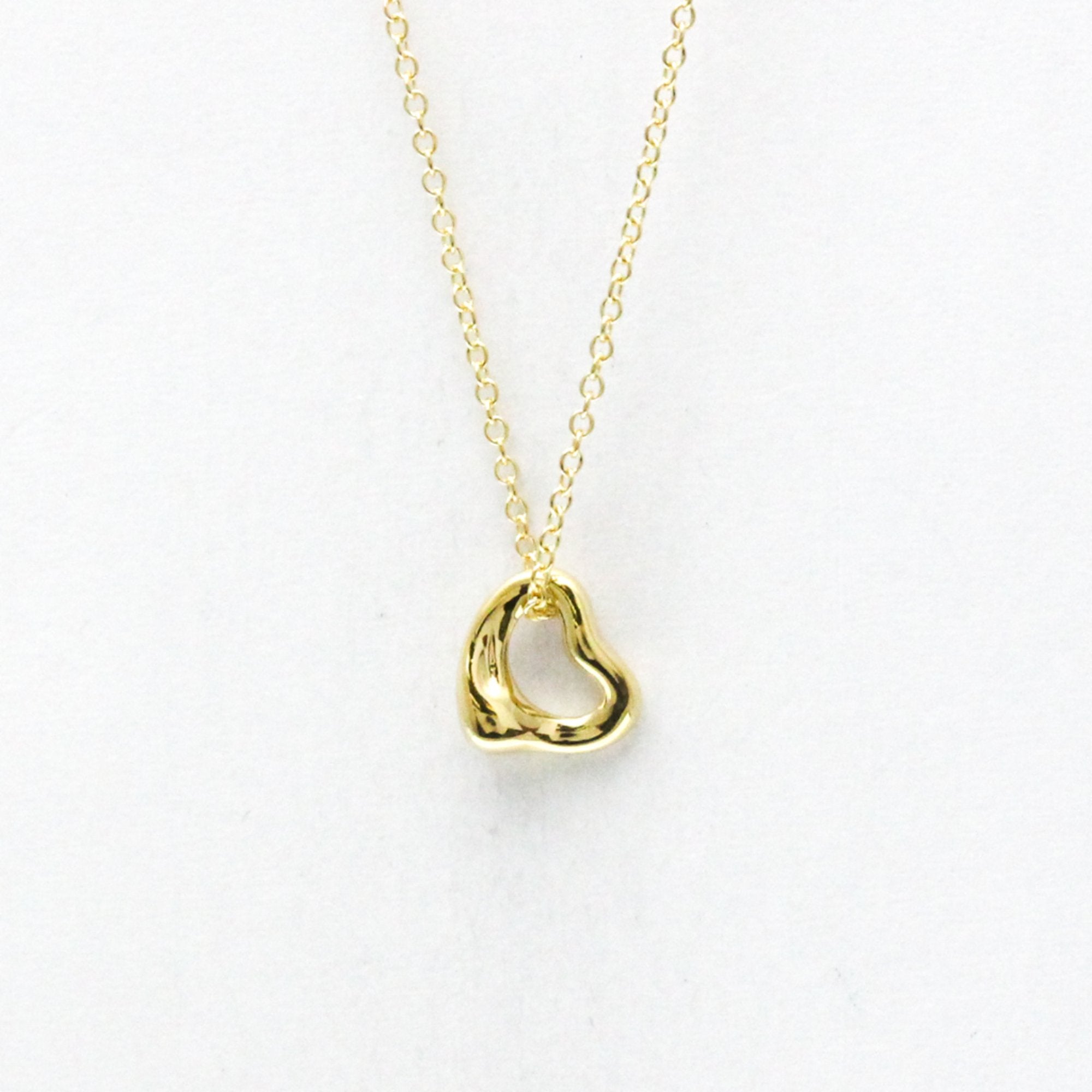 Open Heart Pendant Necklace 18K Yellow Gold 7mm