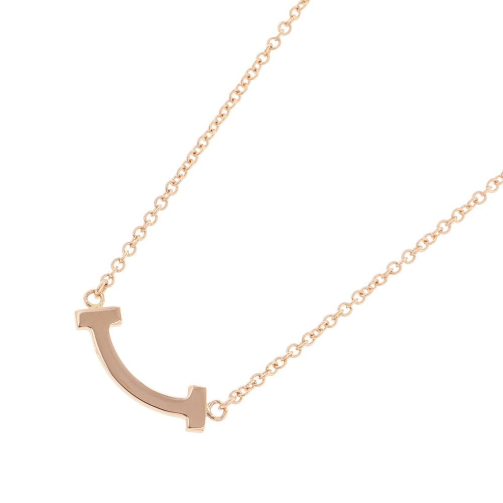 T Smile Mini Pendant Necklace 18K Rose Gold with Diamonds