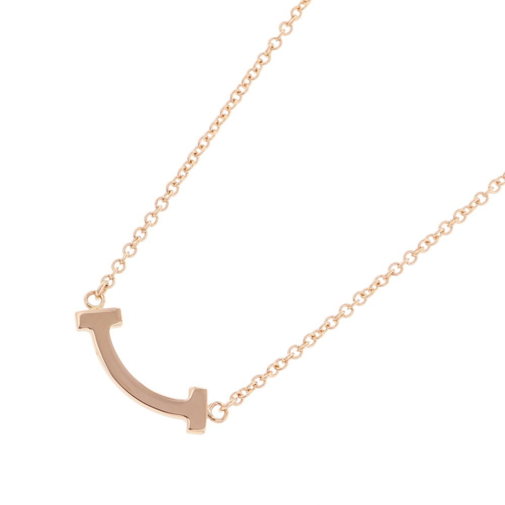 T Smile Mini Pendant Necklace 18K Rose Gold with Diamonds