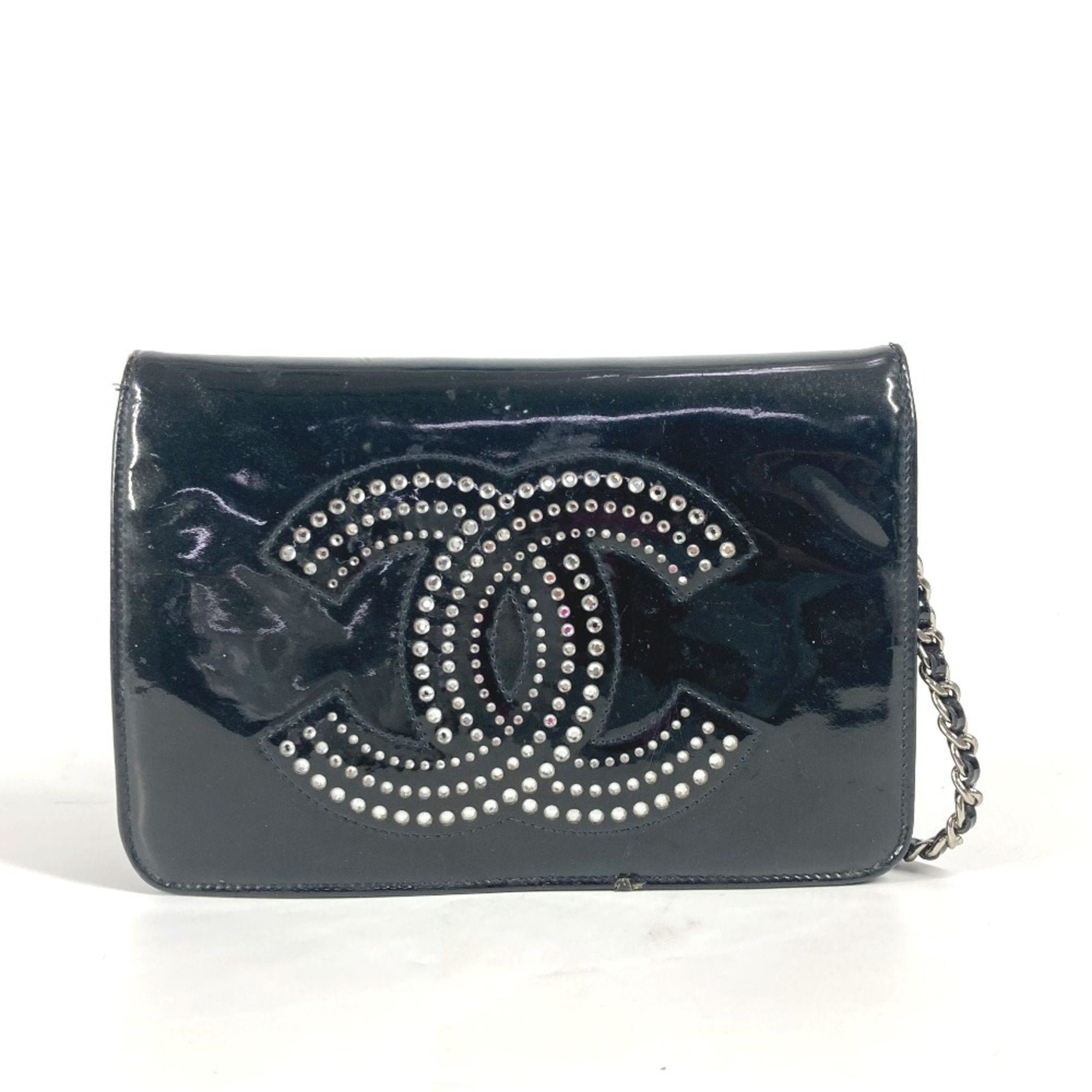 CC Wallet on Chain Strass Embellished Patent