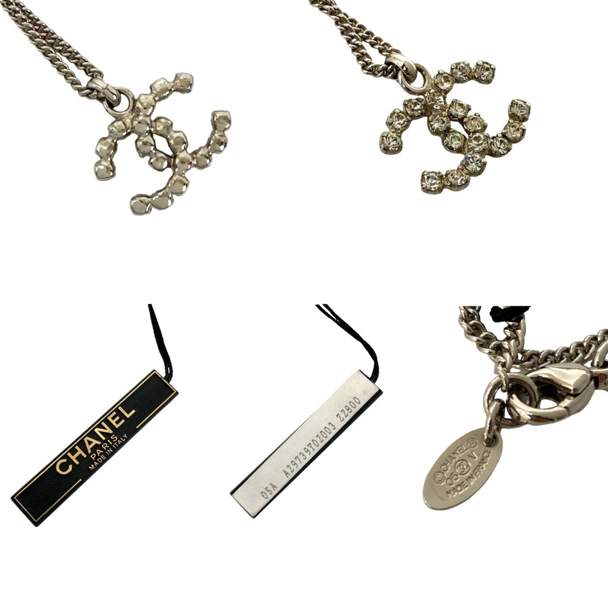 CC Logo Pendant Necklace Silver-Tone Metal