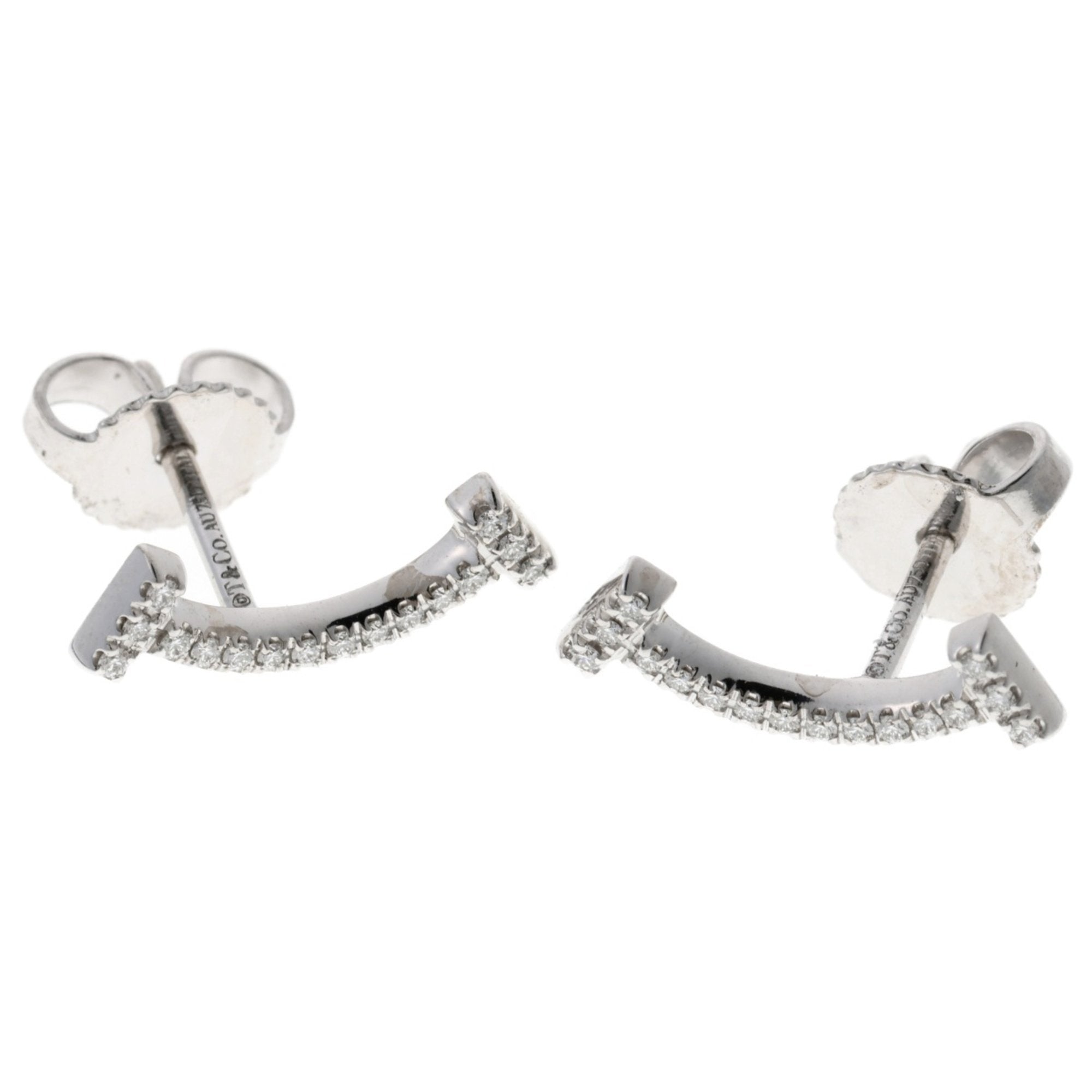 T Smile Mini Pendant Necklace 18K White Gold with Diamonds Earrings 18K White Gold