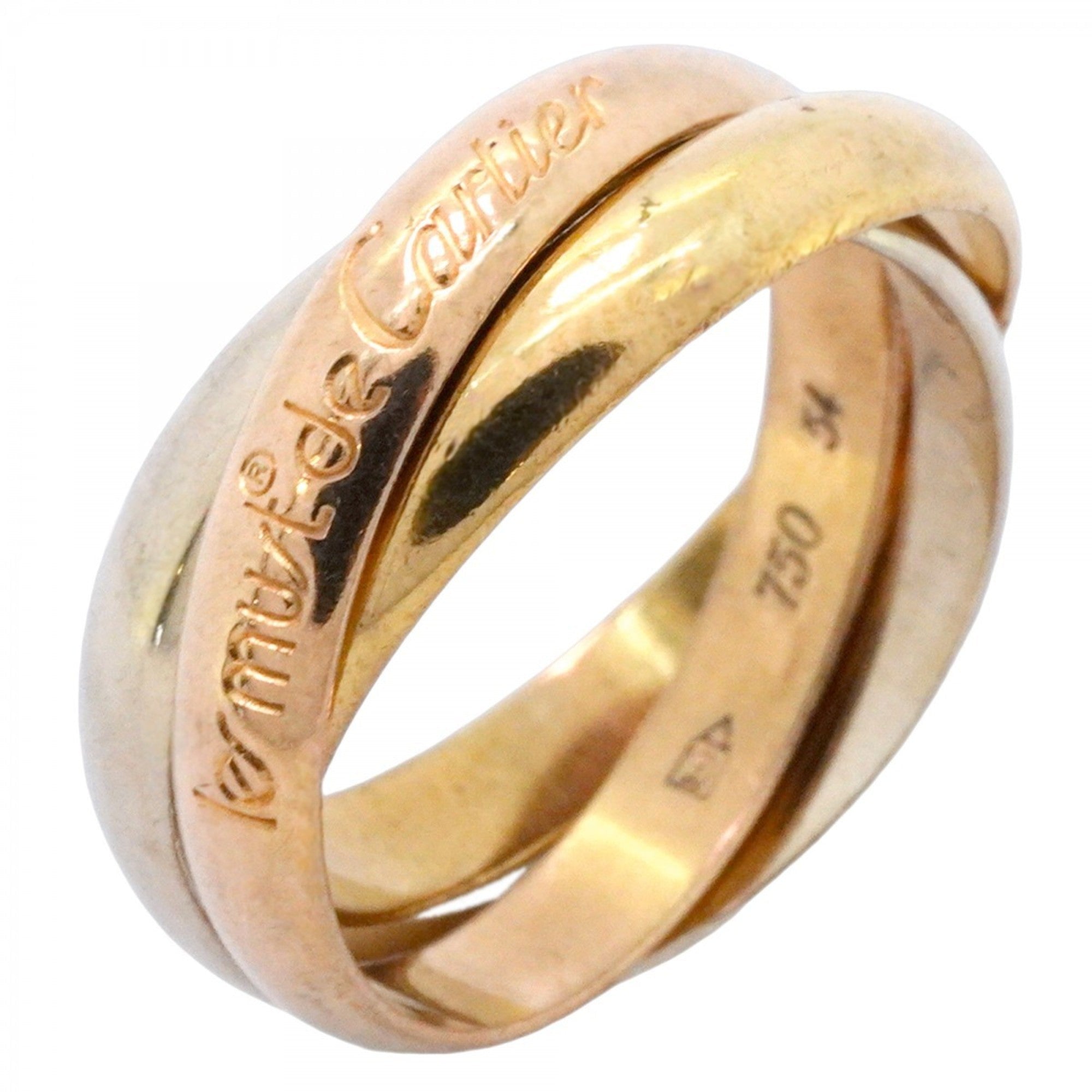 Vendome Louis Cartier Band Ring 18K Tricolor Gold