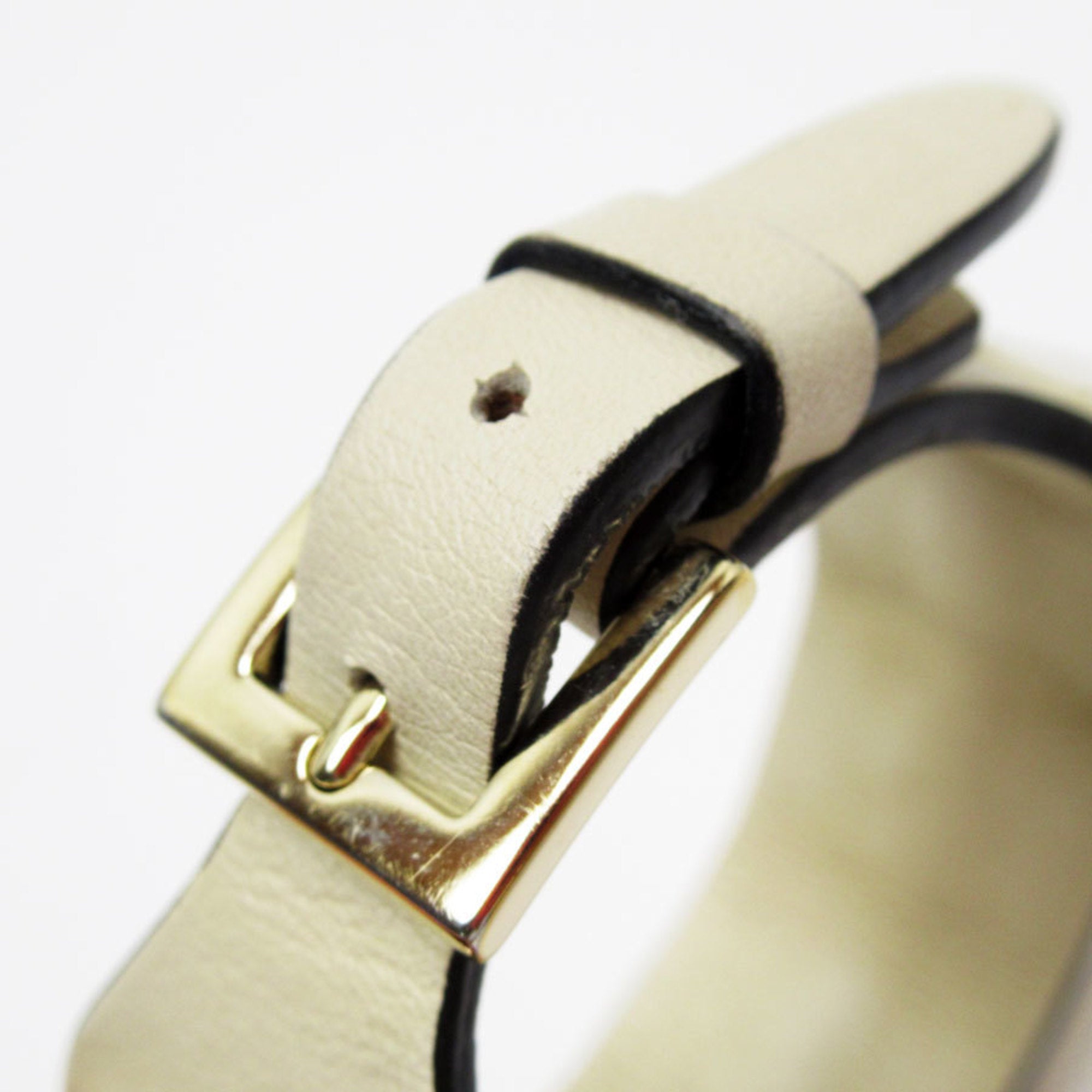 Bracelet Leather and Metal Ivory and Gold